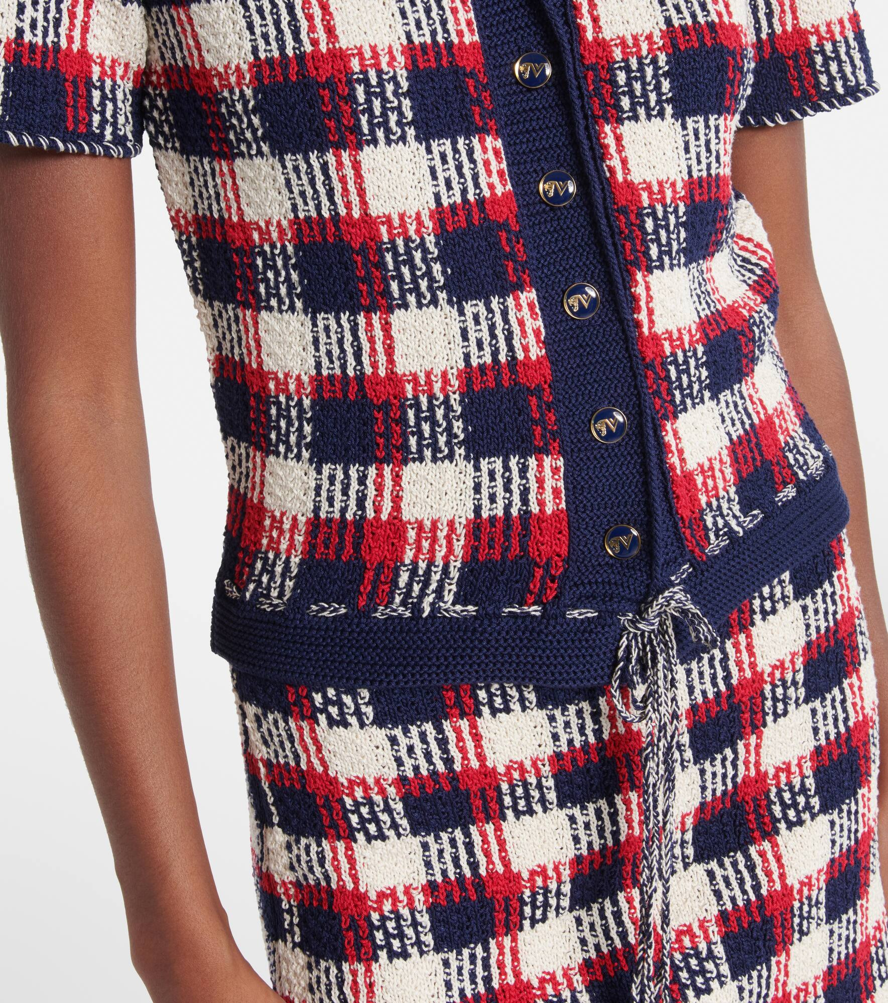 Checked cotton cardigan - 5