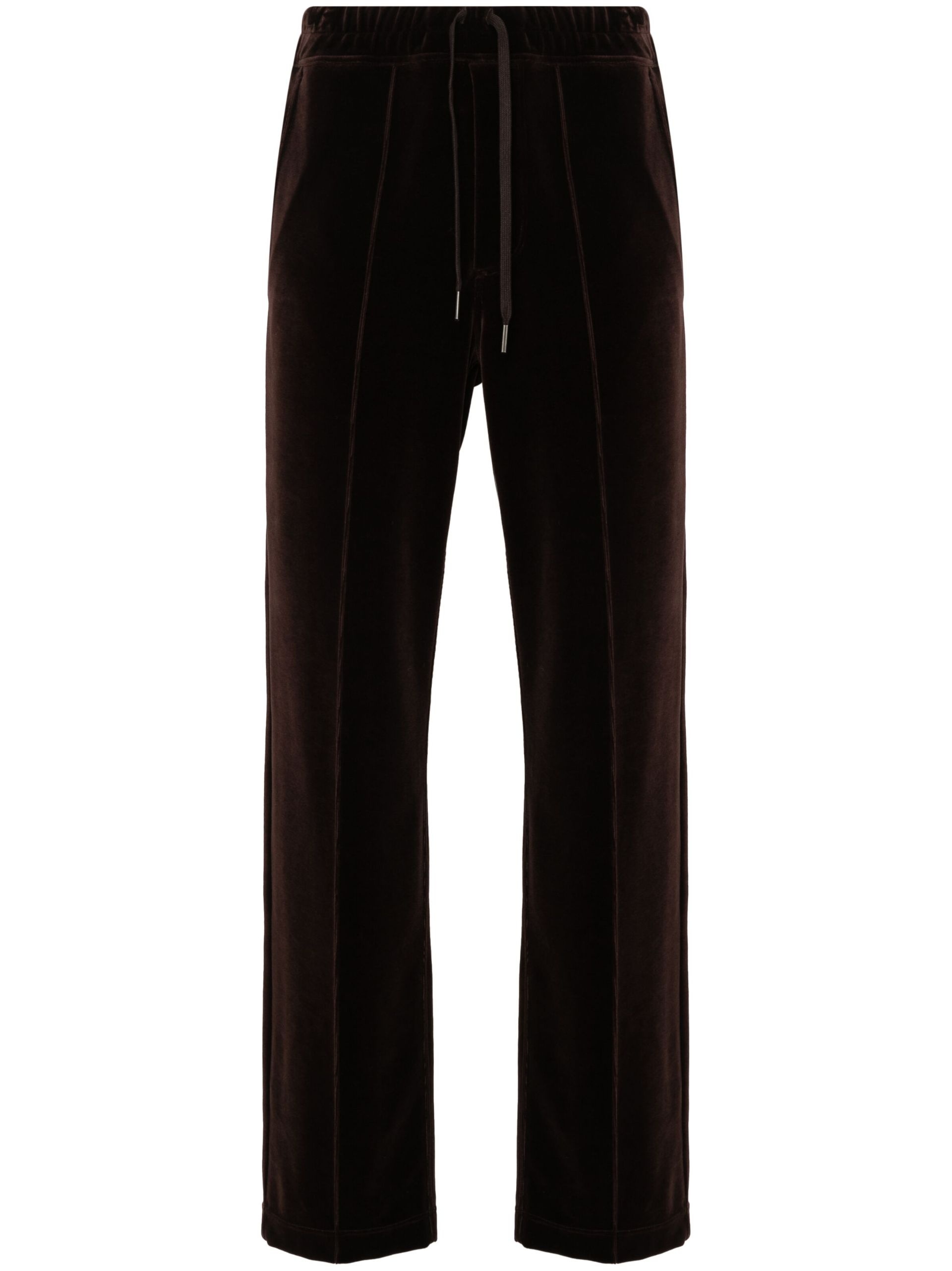 Brown Velvet Track Pants - 1