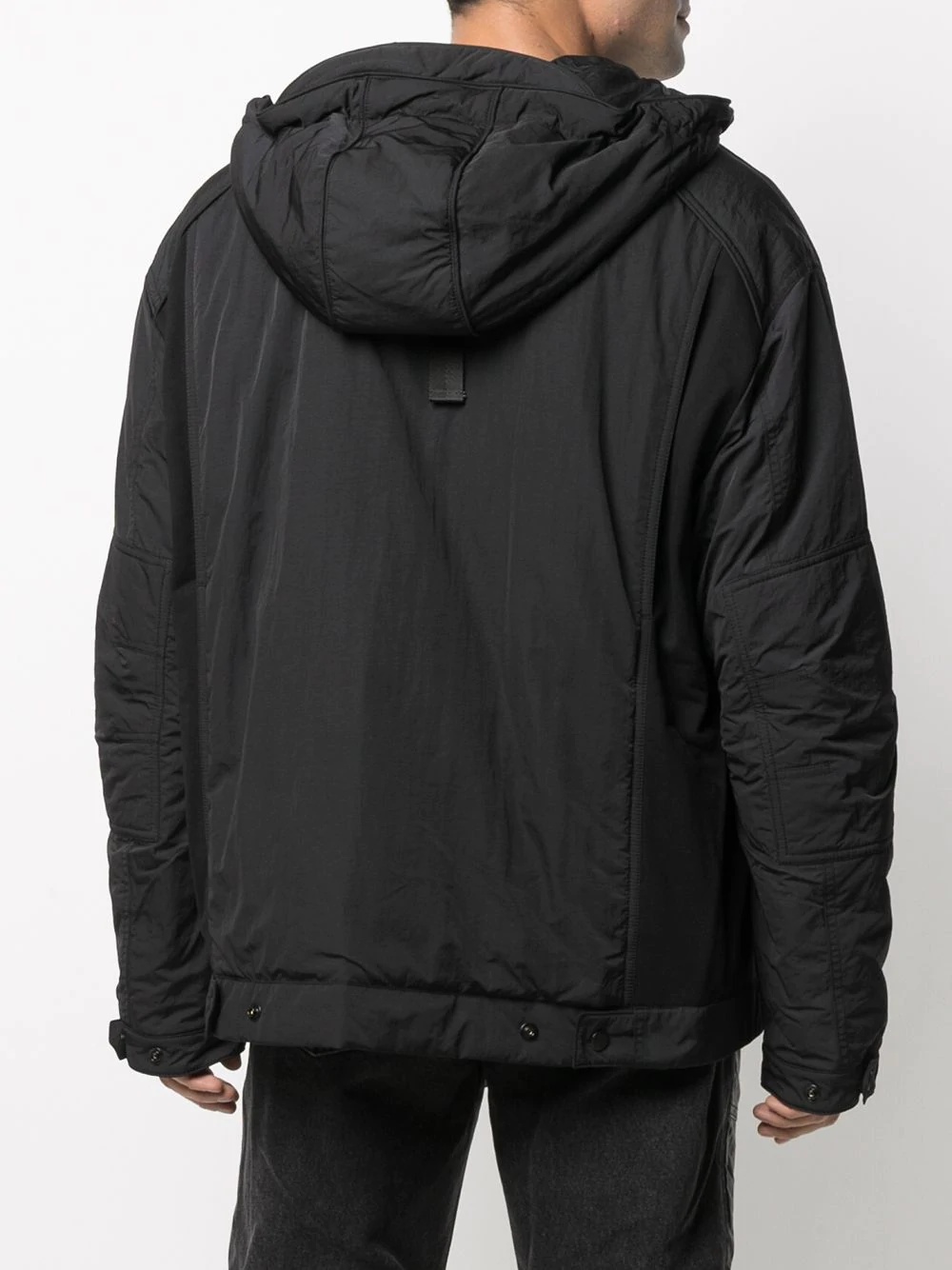 panelled drawcord hoodie - 4