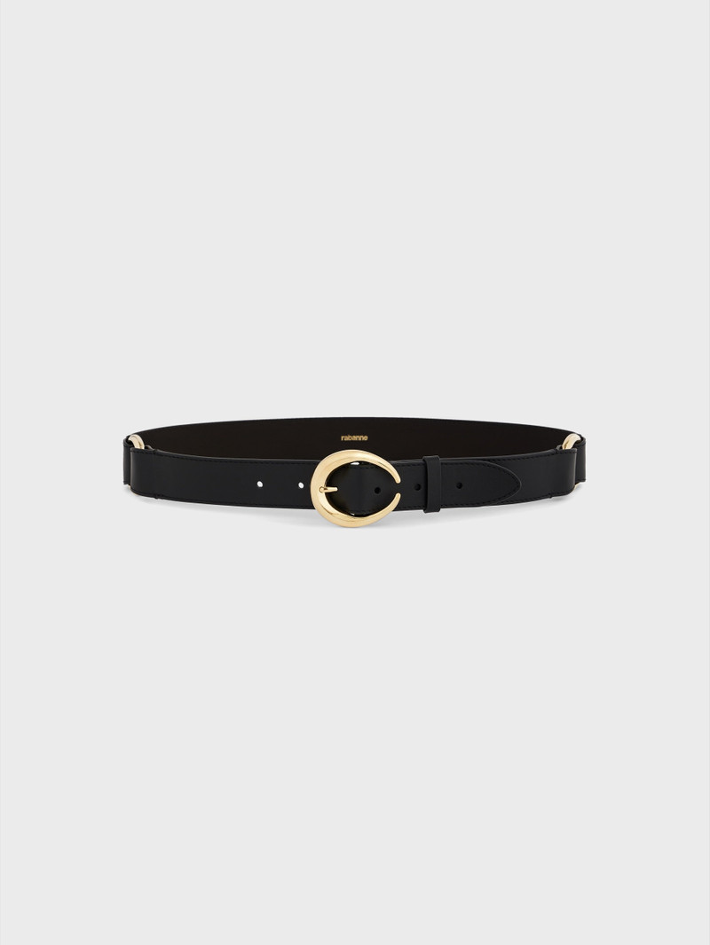 RING BELT IN BLACK AND GOLD CLASSIC LEATHER 1