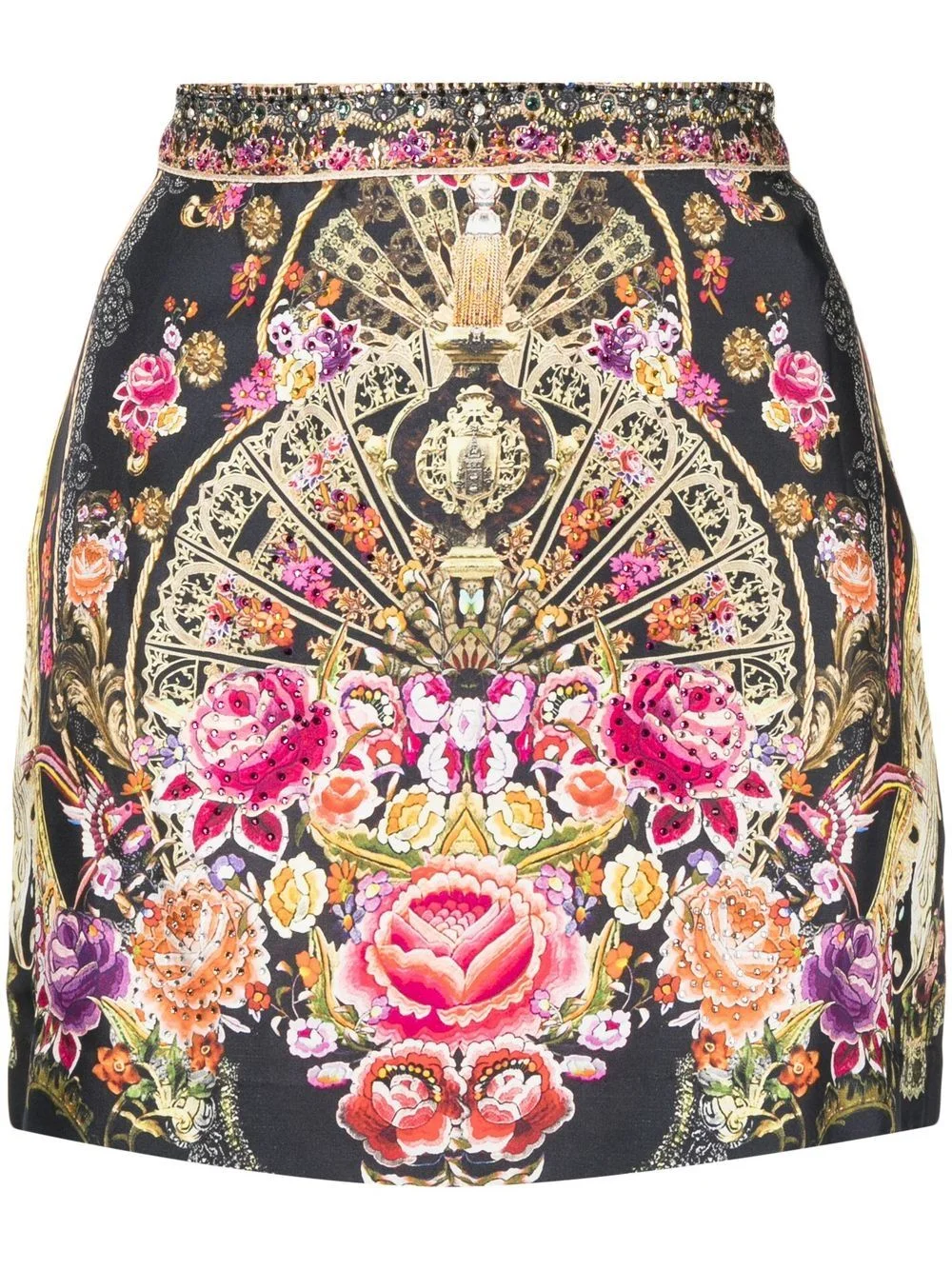 baroque-print mini skirt - 1