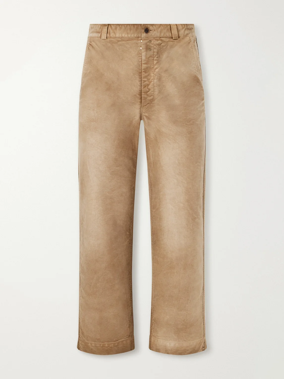 Straight-Leg Garment-Dyed Cotton-Moleskin Trousers - 1