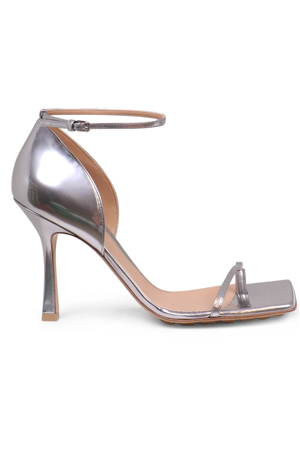 STRETCH ANKLE STRAP 90MM HEEL | SILVER - 2