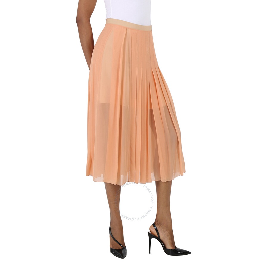 Chloe Ladies Dusty Coral Pleated Midi Skirt - 3