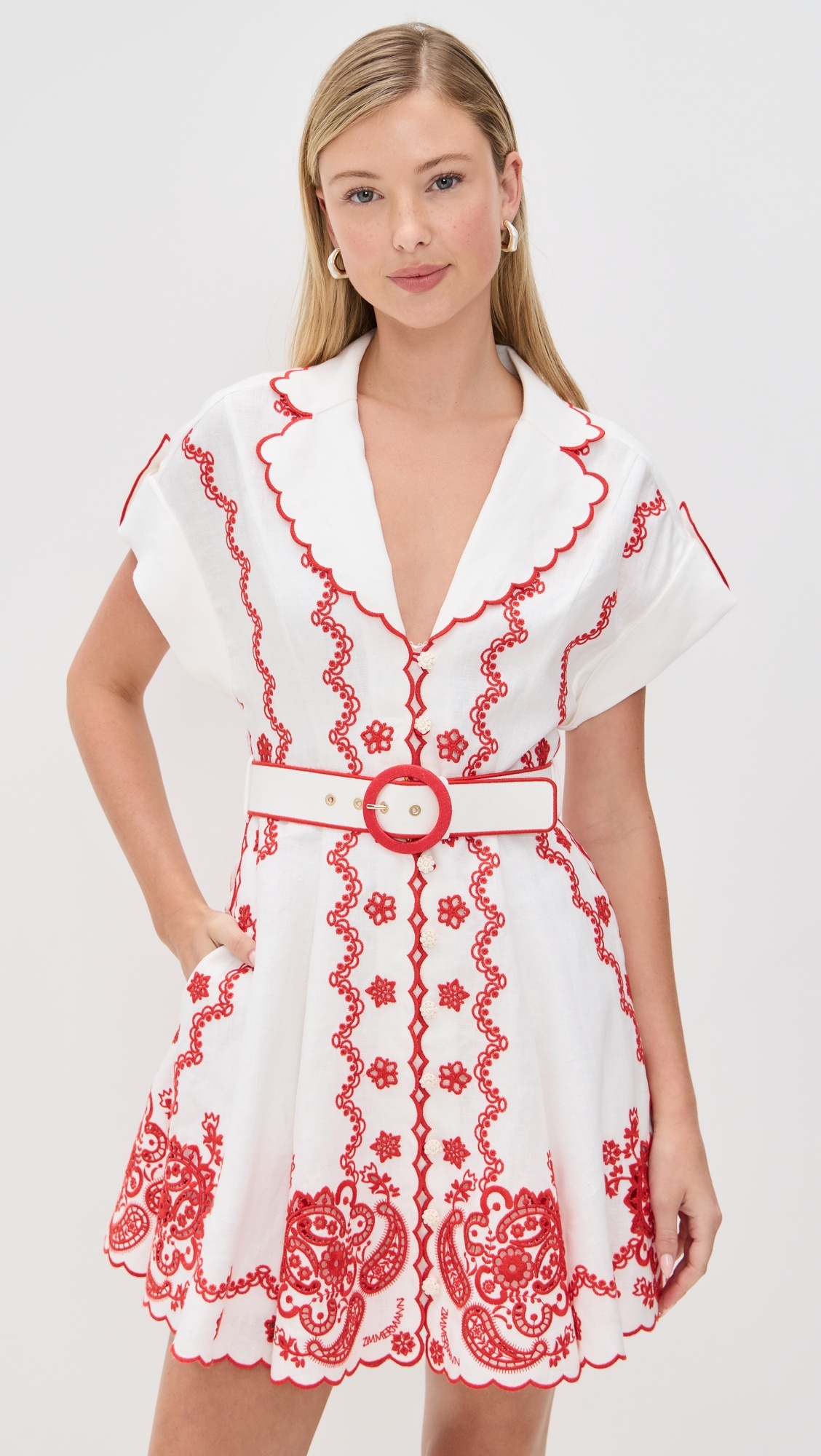 Lucky Embroidered Mini Dress - 6