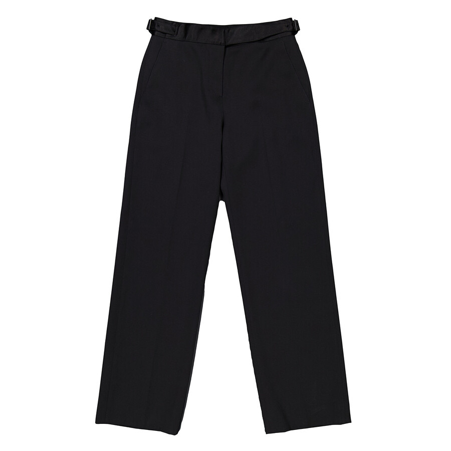 Burberry Ladies Black Lottie Asian Fit Silk Trimmed Wool Tailored Trousers - 4