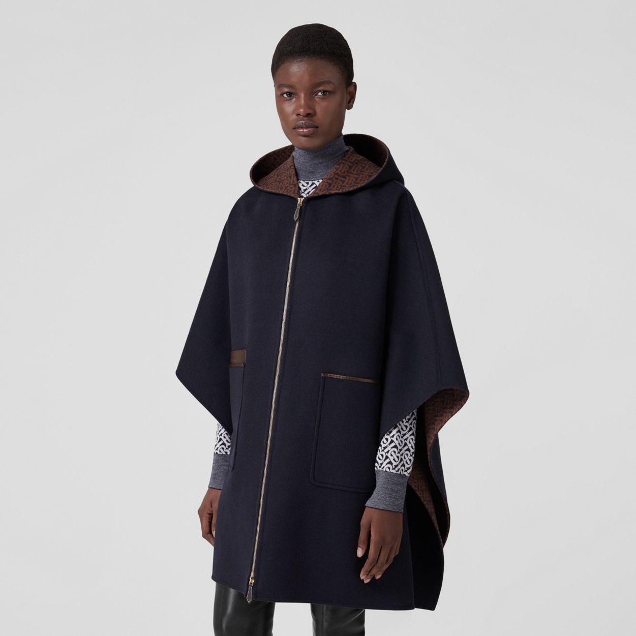 Wool Cashmere Oversized Hooded Cape - 6