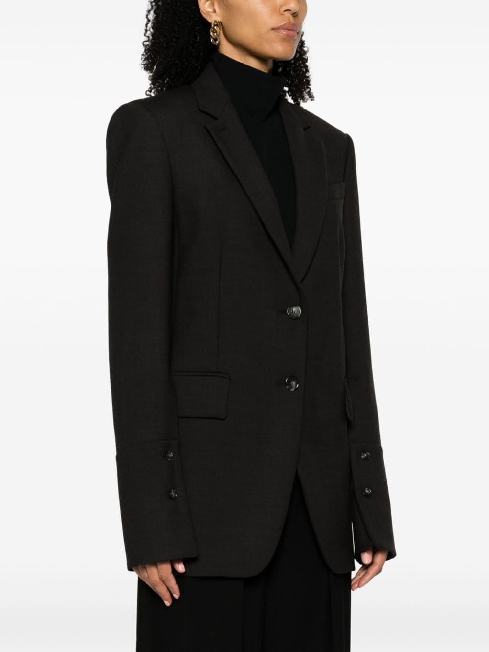 single-breasted crepe blazer - 3