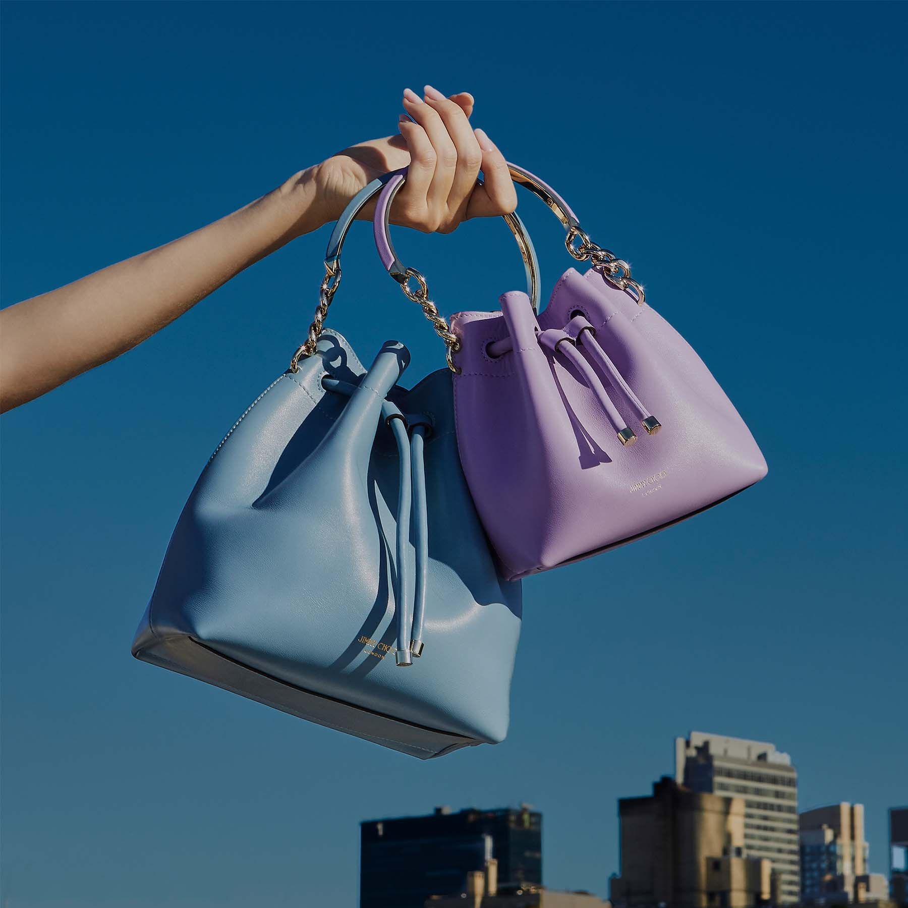 Bon Bon Bucket/s
Wisteria Soft Shiny Calf Leather Bucket Bag - 9