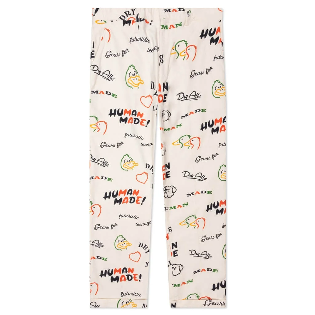 PRINTED CHINO PANTS - WHITE - 1