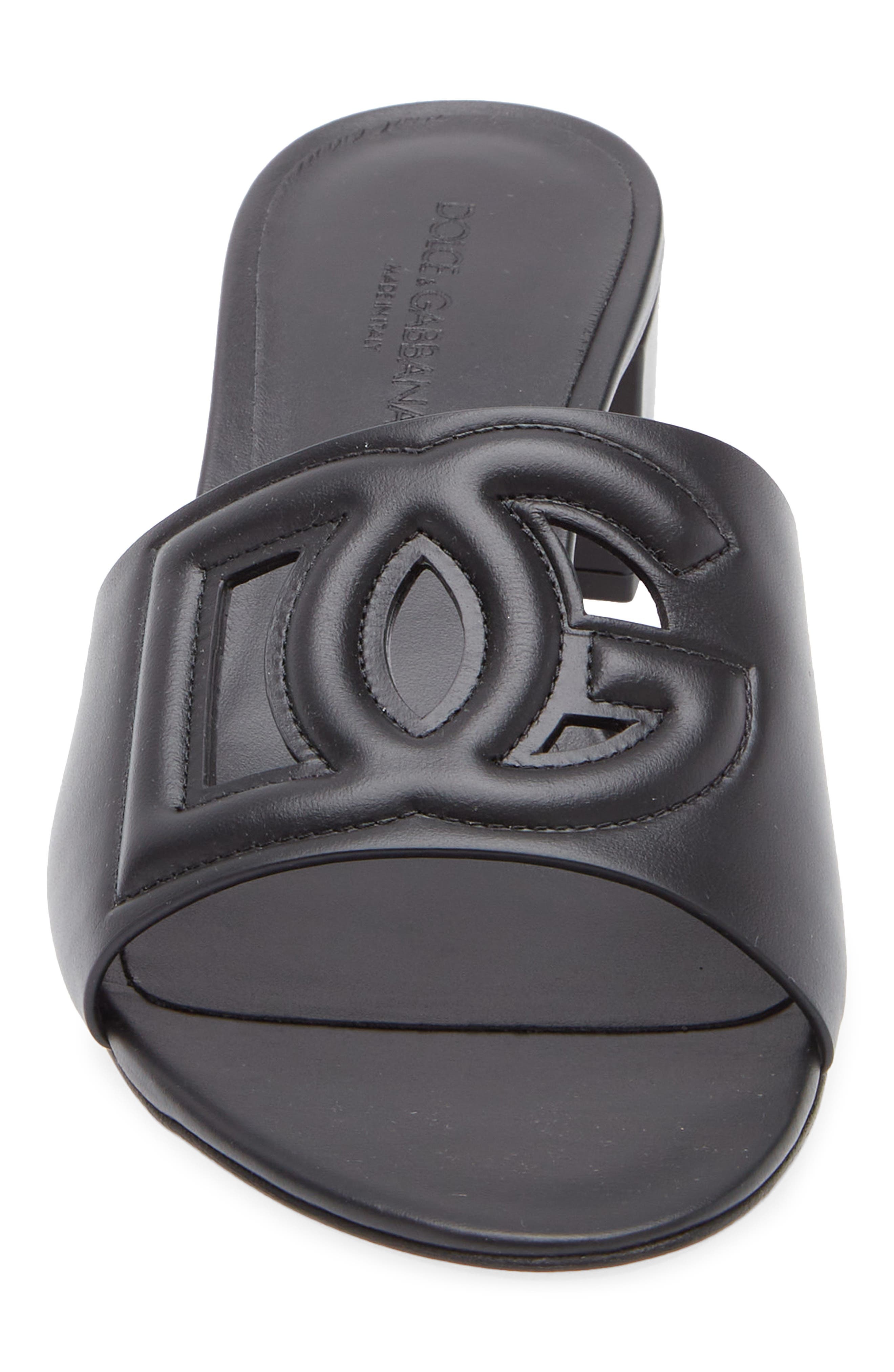 Dolce&Gabbana DG Interlock Slide Sandal in 80999 Black at Nordstrom - 4