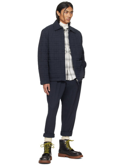 Universal Works Navy Pleated Trousers outlook