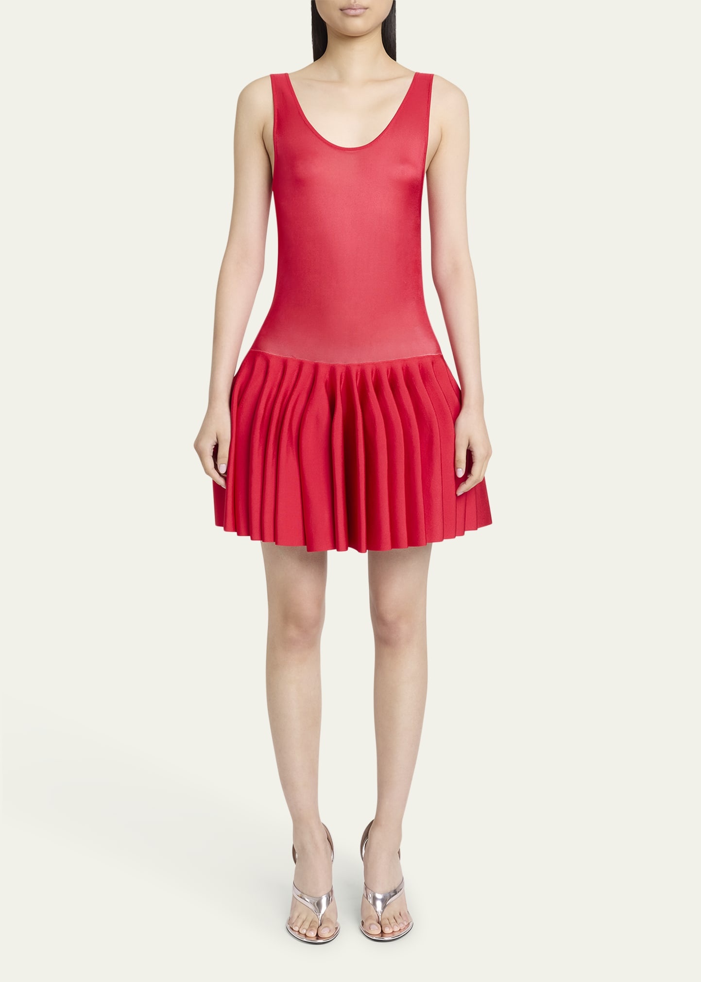 Sleeveless Drop-Waist Flared Skirt Mini Dress - 2