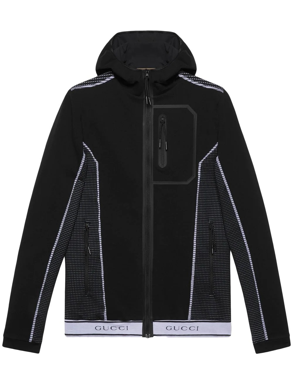 jacquard tubular zip hoodie - 1