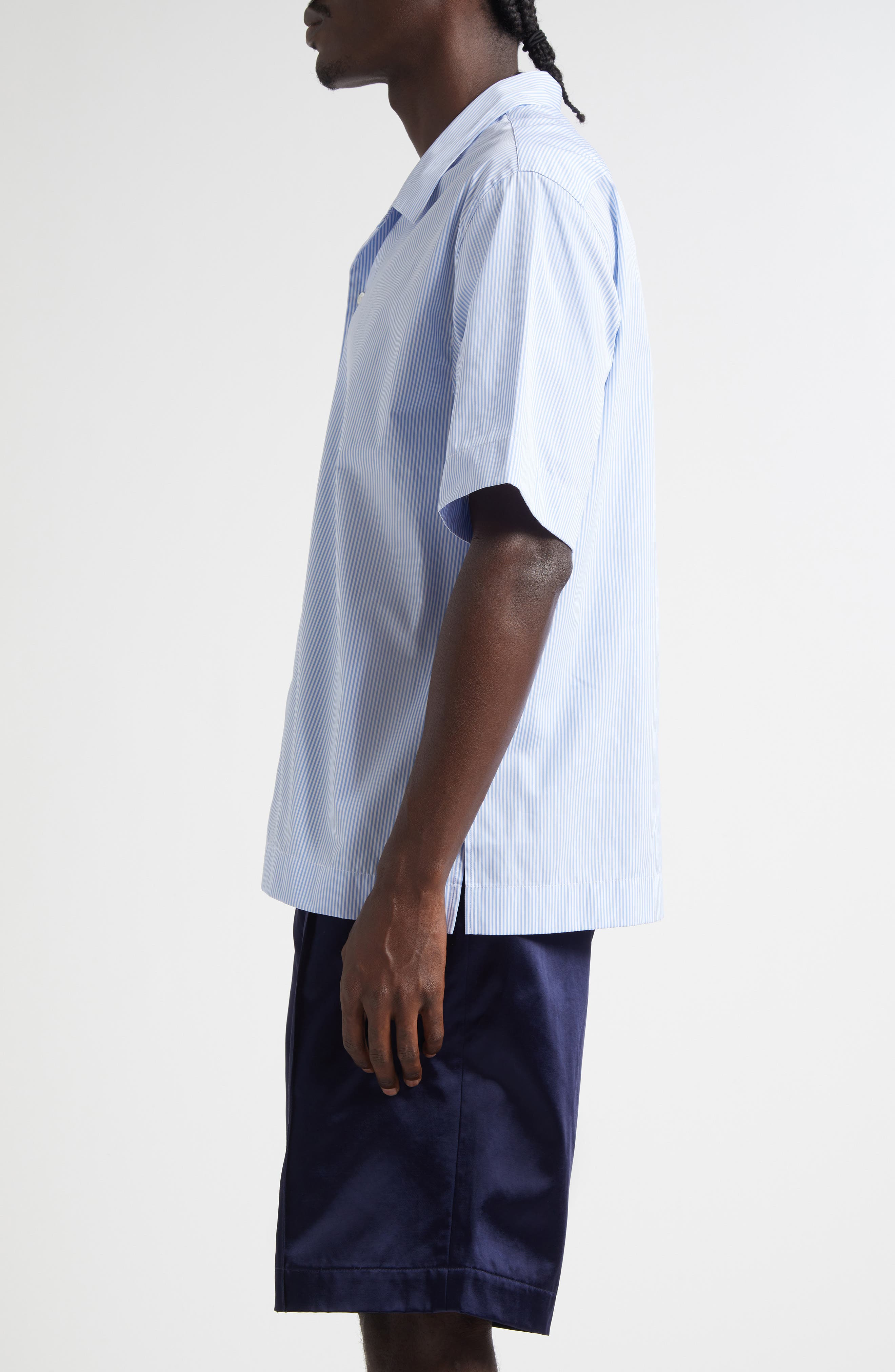 Givenchy Stamp Print Camp Shirt in White/Light Blue at Nordstrom - 4