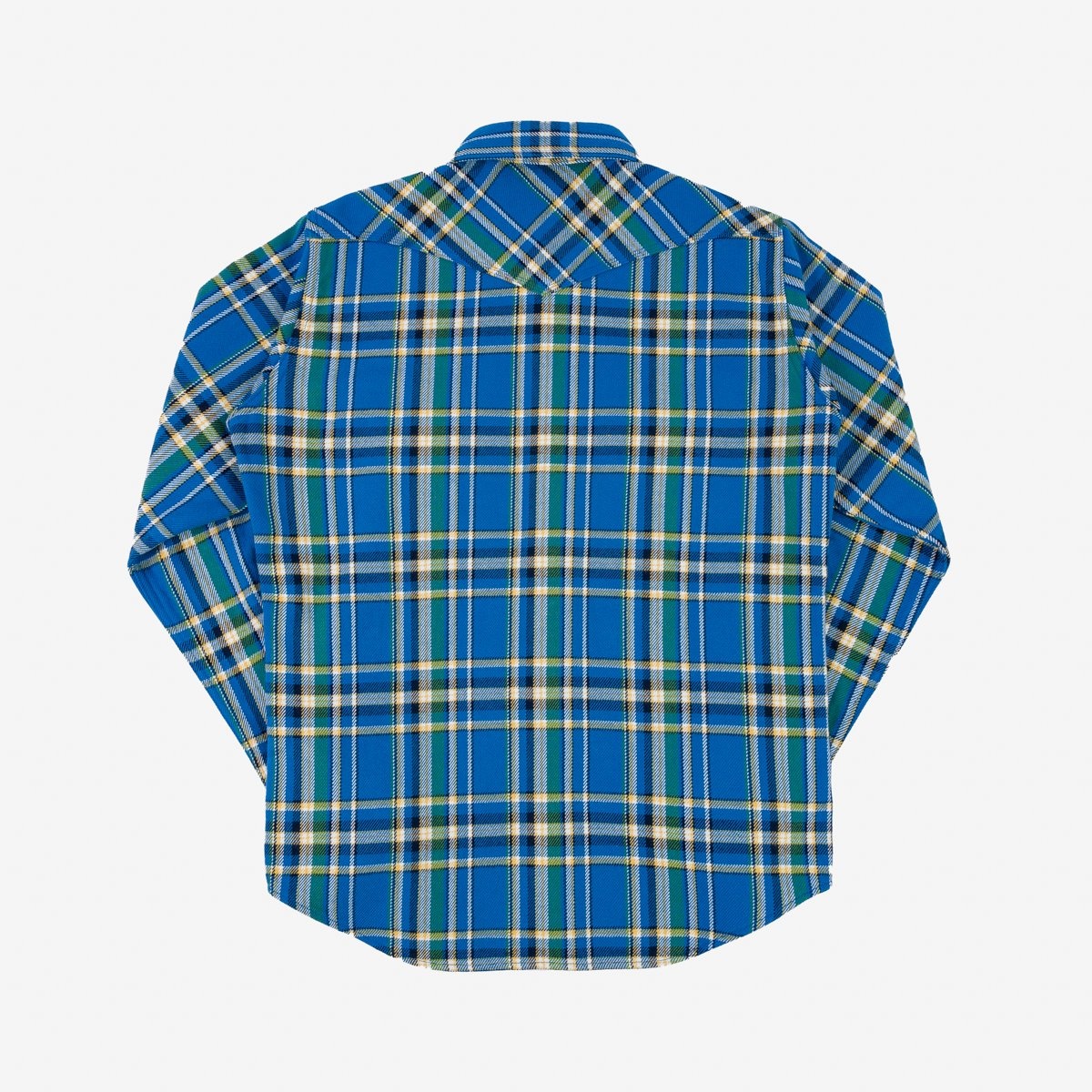 IHSH-370-BLU Ultra Heavy Flannel Tartan Check Western Shirt - Blue - 5