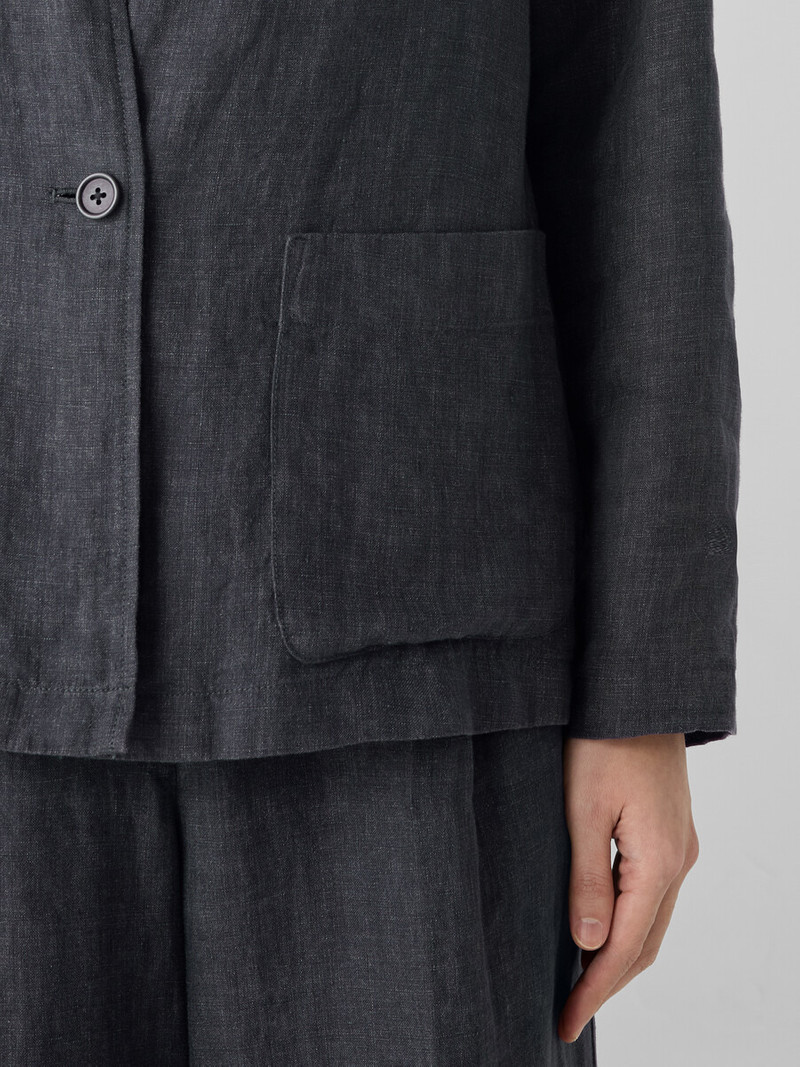 Washed Organic Linen Délavé High Collar Jacket 5