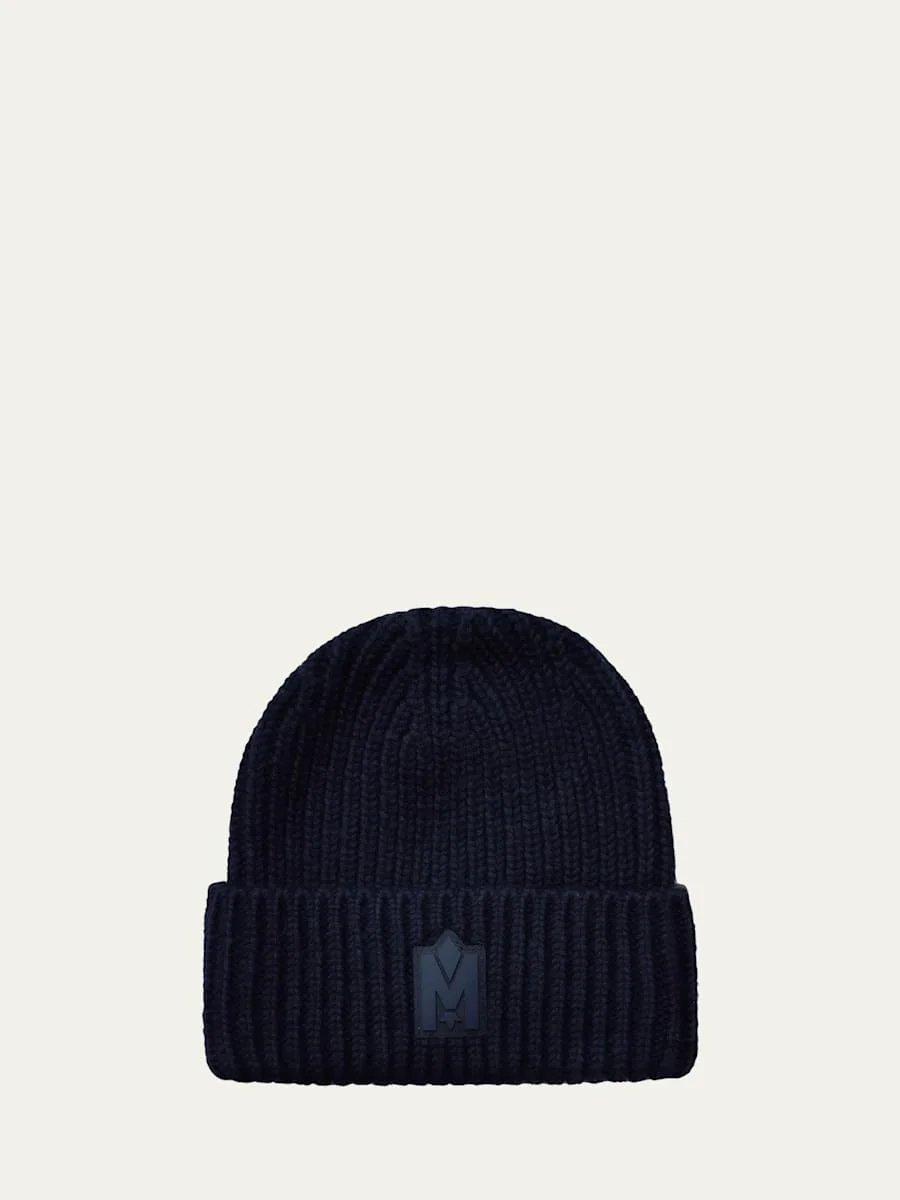 Jude Hand-Knit Logo Beanie with Ribbed Cuff - 1
