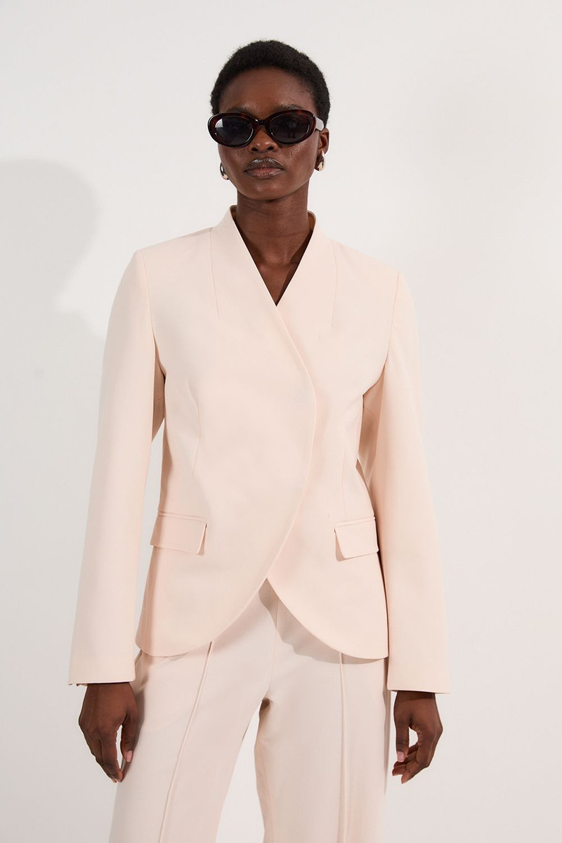 KAREN MILLEN Compact Stretch Asymmetric Single Breasted Tailored Blazer outlook