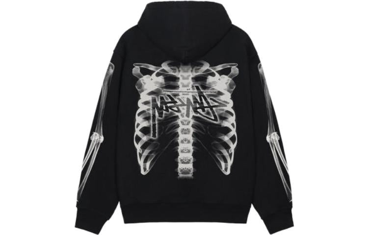 Stussy Rib Cage Zip Hoodie 'Black White' 1974948 - 2