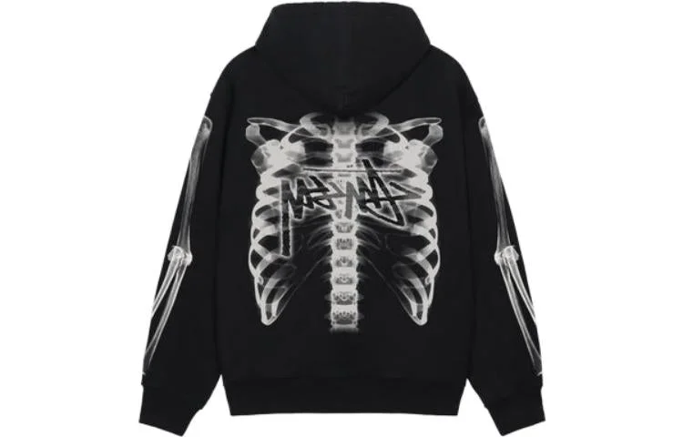 Stüssy Stüssy Stussy Rib Cage Zip Hoodie 'Black White' 1974948 | REVERSIBLE