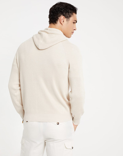 Brunello Cucinelli Cotton English rib hooded sweatshirt-style sweater outlook
