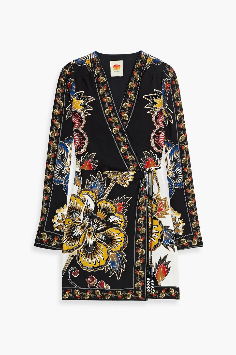 Floral-print crepe mini wrap dress - 1