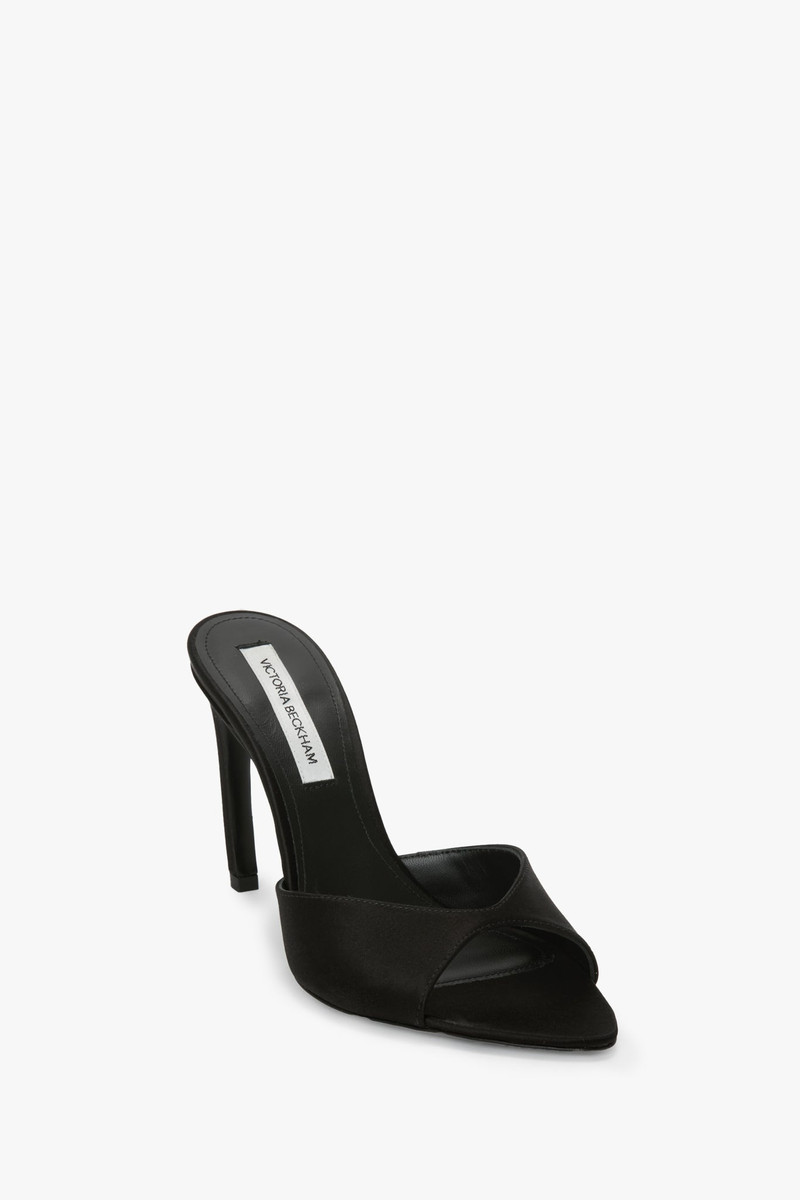 Victoria Beckham Harlow Open Toe Mule In Black Satin outlook