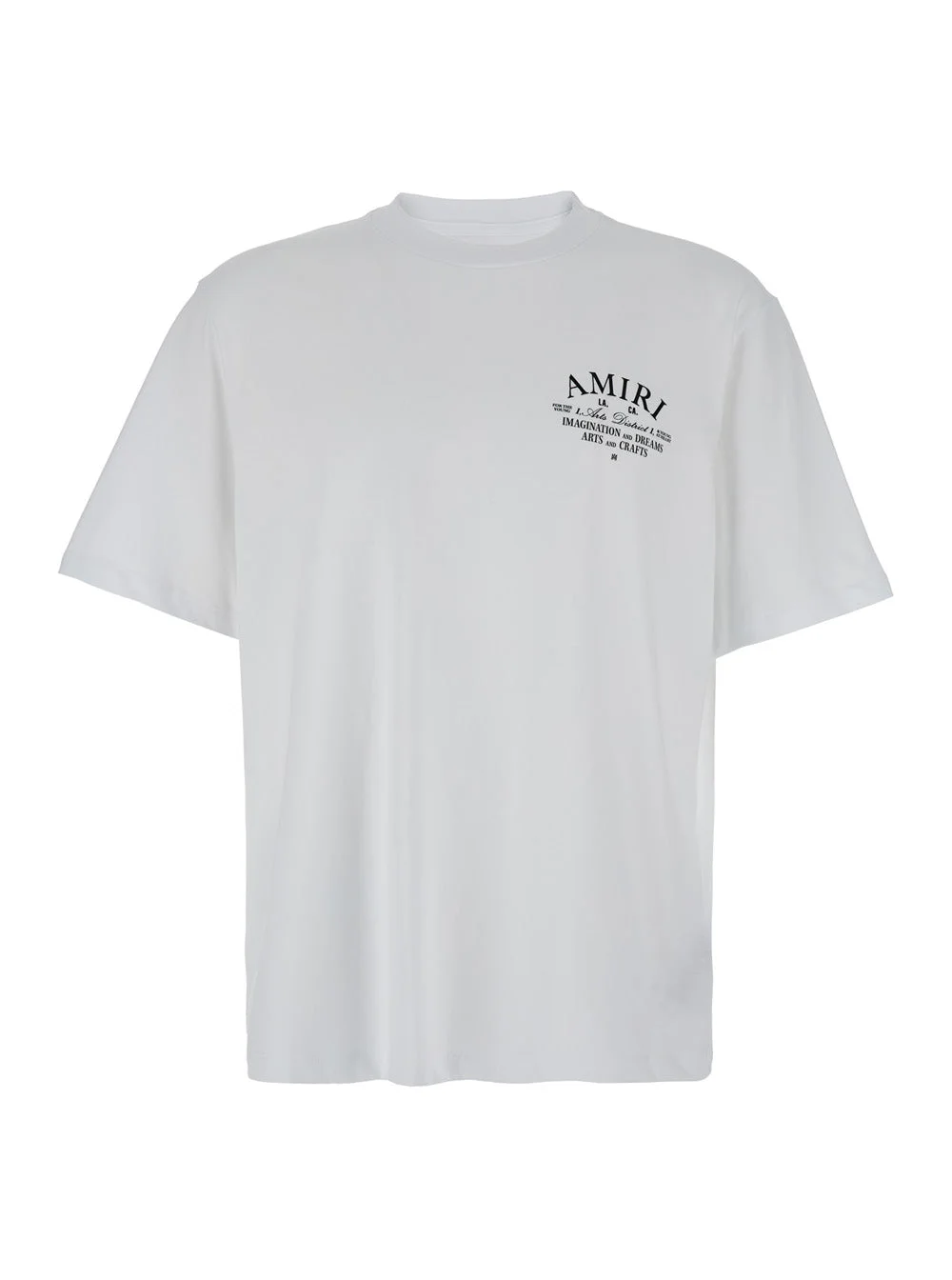 Amiri Men White Crewneck T-Shirt With Logo Print On The Front In Cotton Man - 1