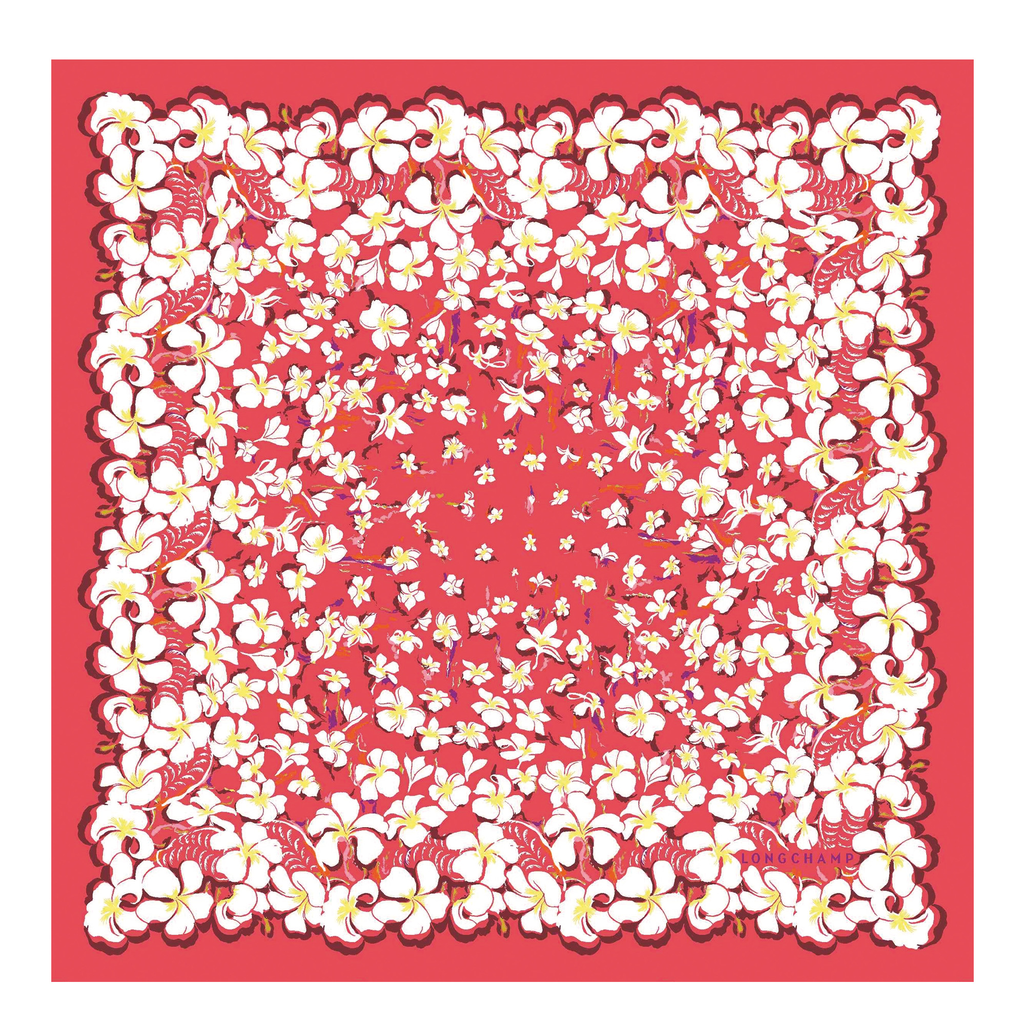 Hawaiian Flowers Silk scarf 50 Strawberry - OTHER - 1