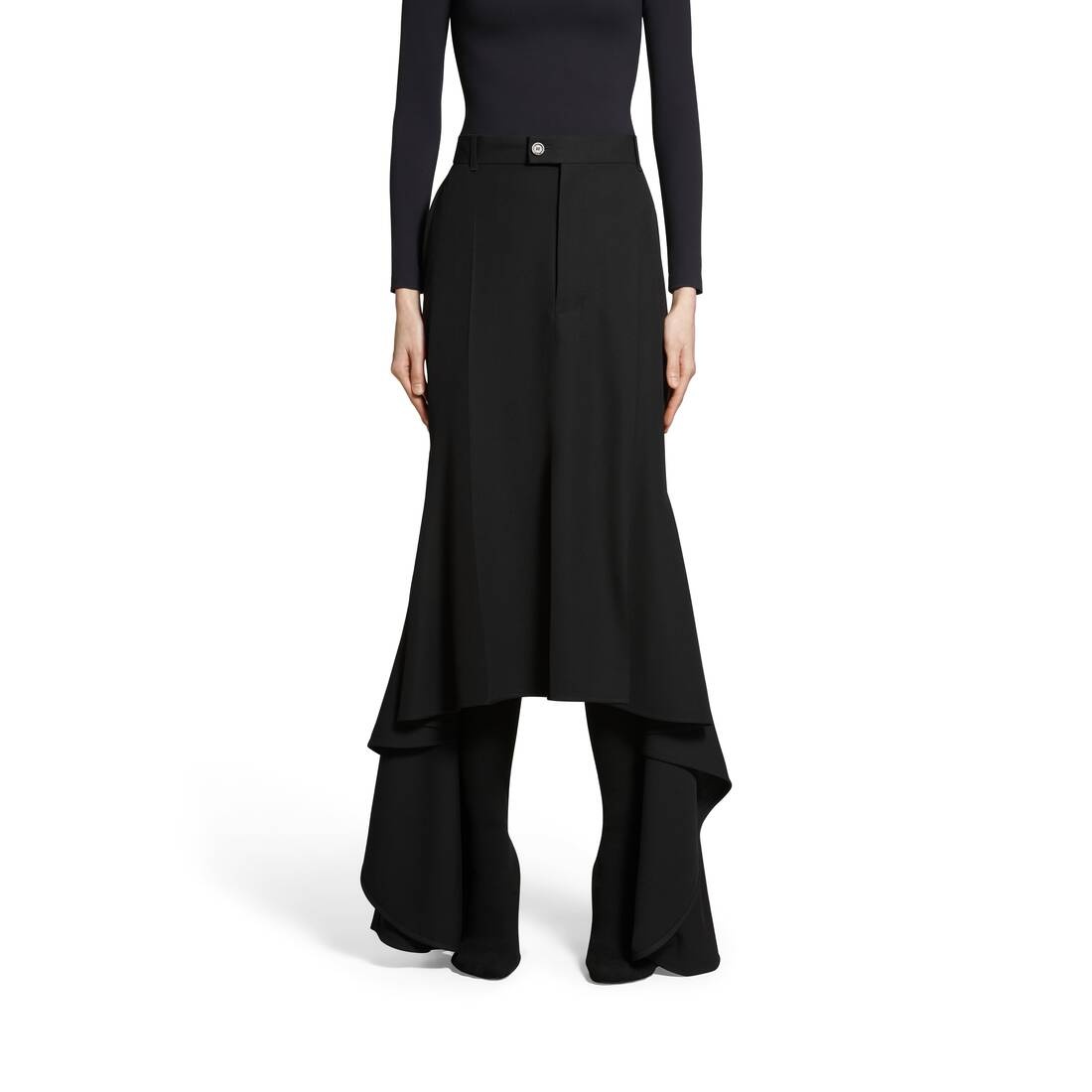Women's Deconstructed Godet Skirt in Black - 5