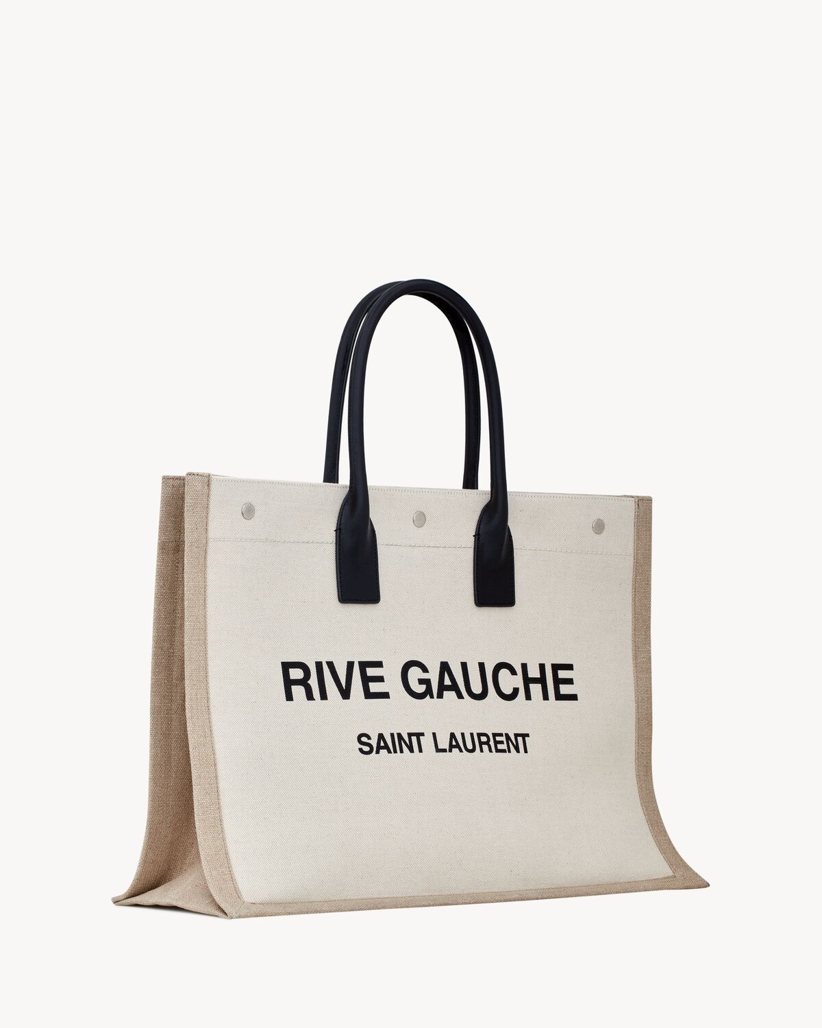 RIVE GAUCHE LARGE TOTE BAG IN PRINTED CANVAS AND LEATHER - 5