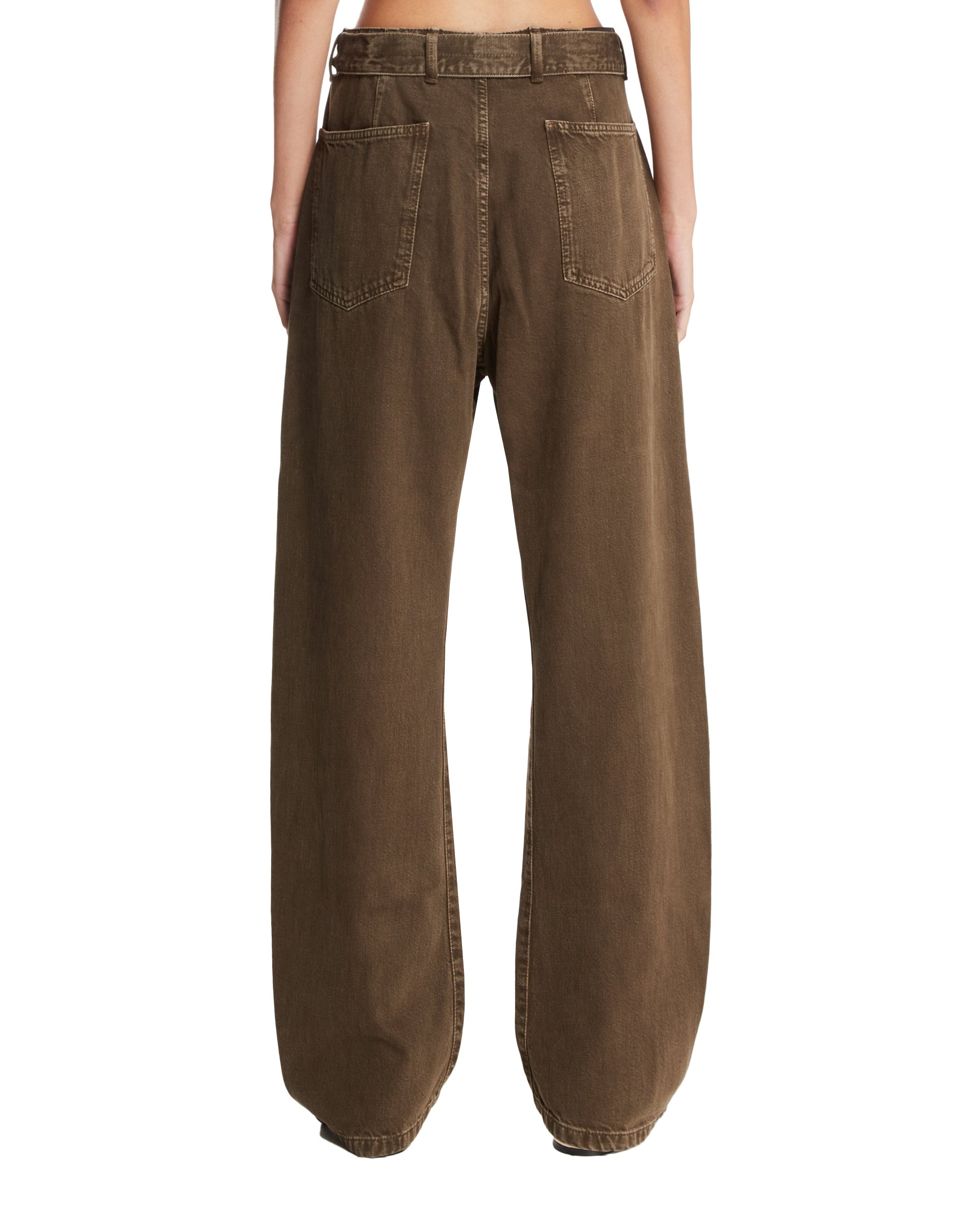 Green Curved Jeans with Belt - 5