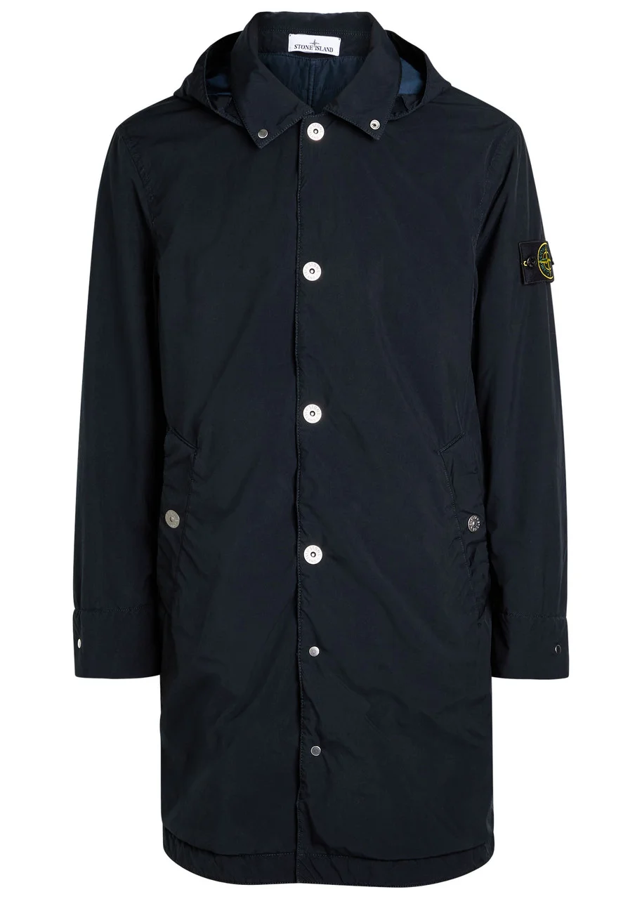 Stone Island Logo Hooded Shell Coat - 1
