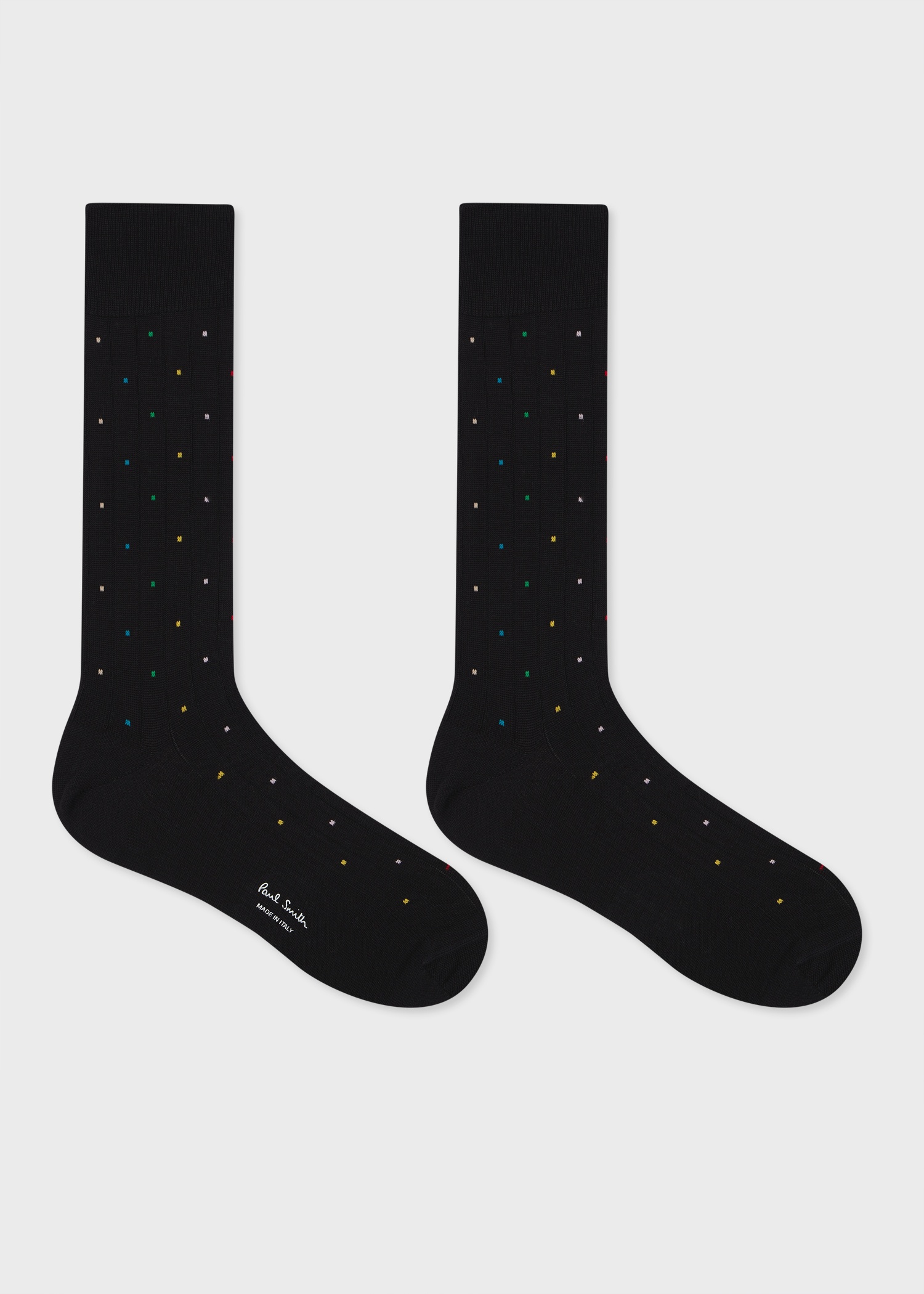Black Cotton-Blend Multi Colour Polka Dot Socks - 3