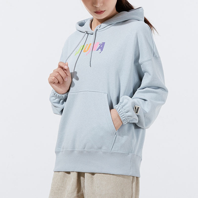 (WMNS) PUMA Downtown Logo Hoodie 'Teal' 533049-71 - 5