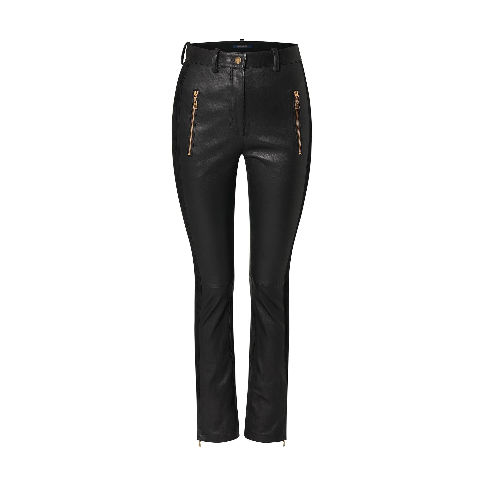 Suede Insert Leather Pants - 1