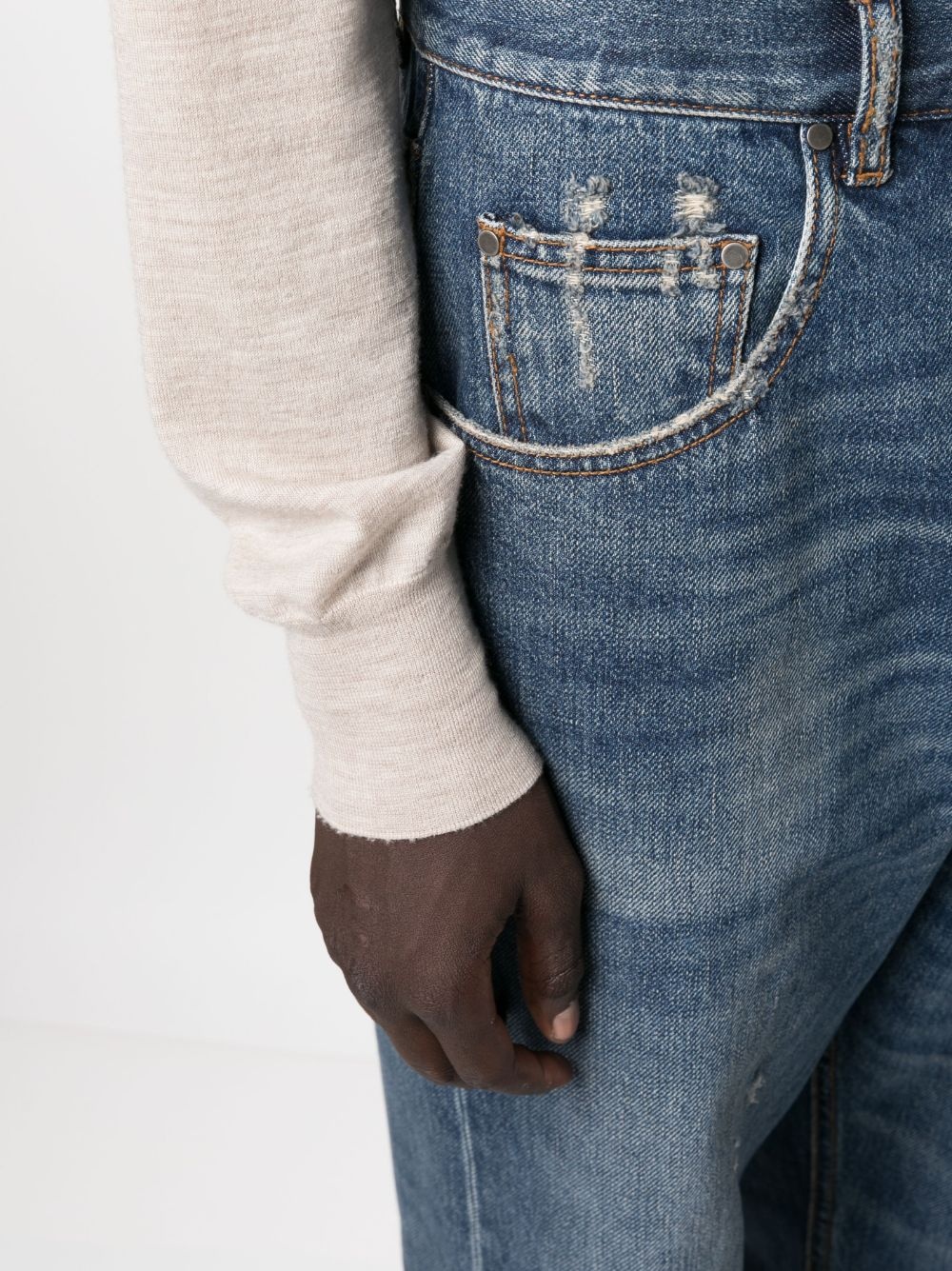 distressed straigh-leg jeans - 5