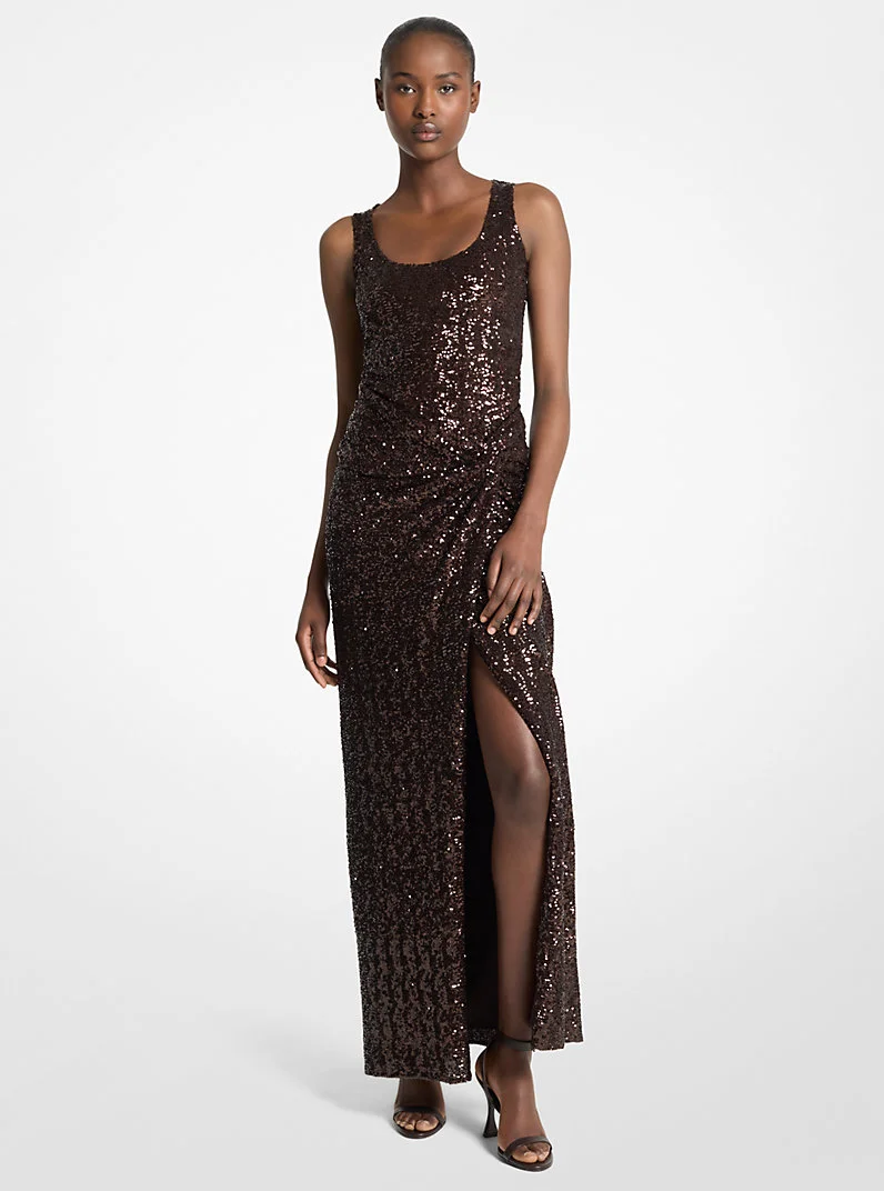 Sequin Stretch Pareo Maxi Skirt - 1