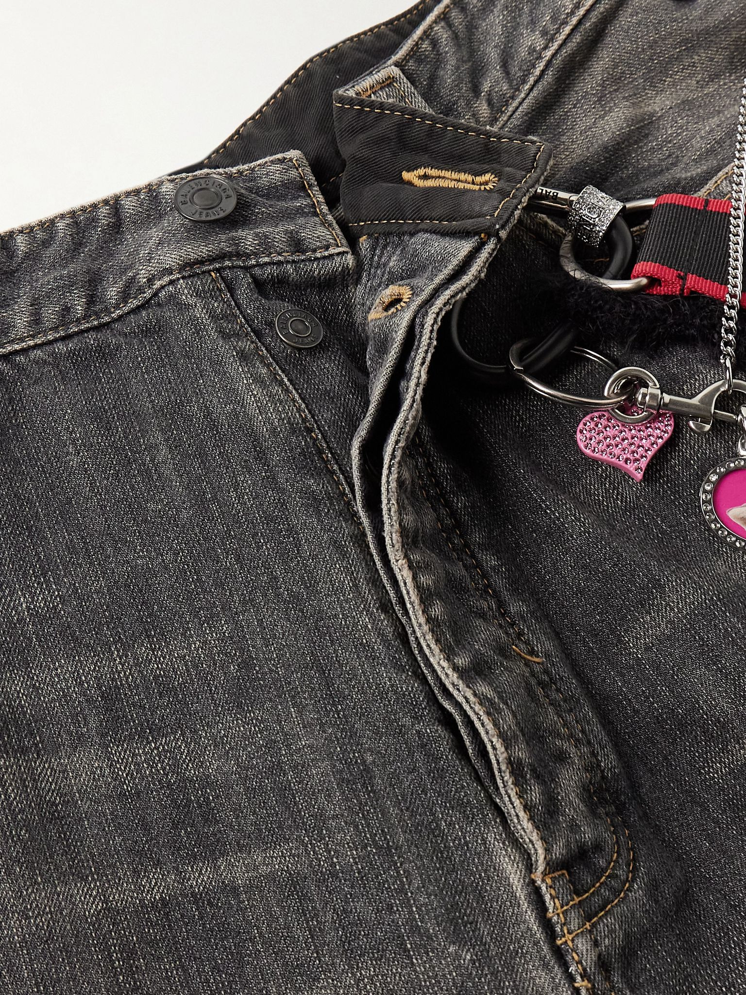Wide-Leg Embellished Jeans Gray - 6