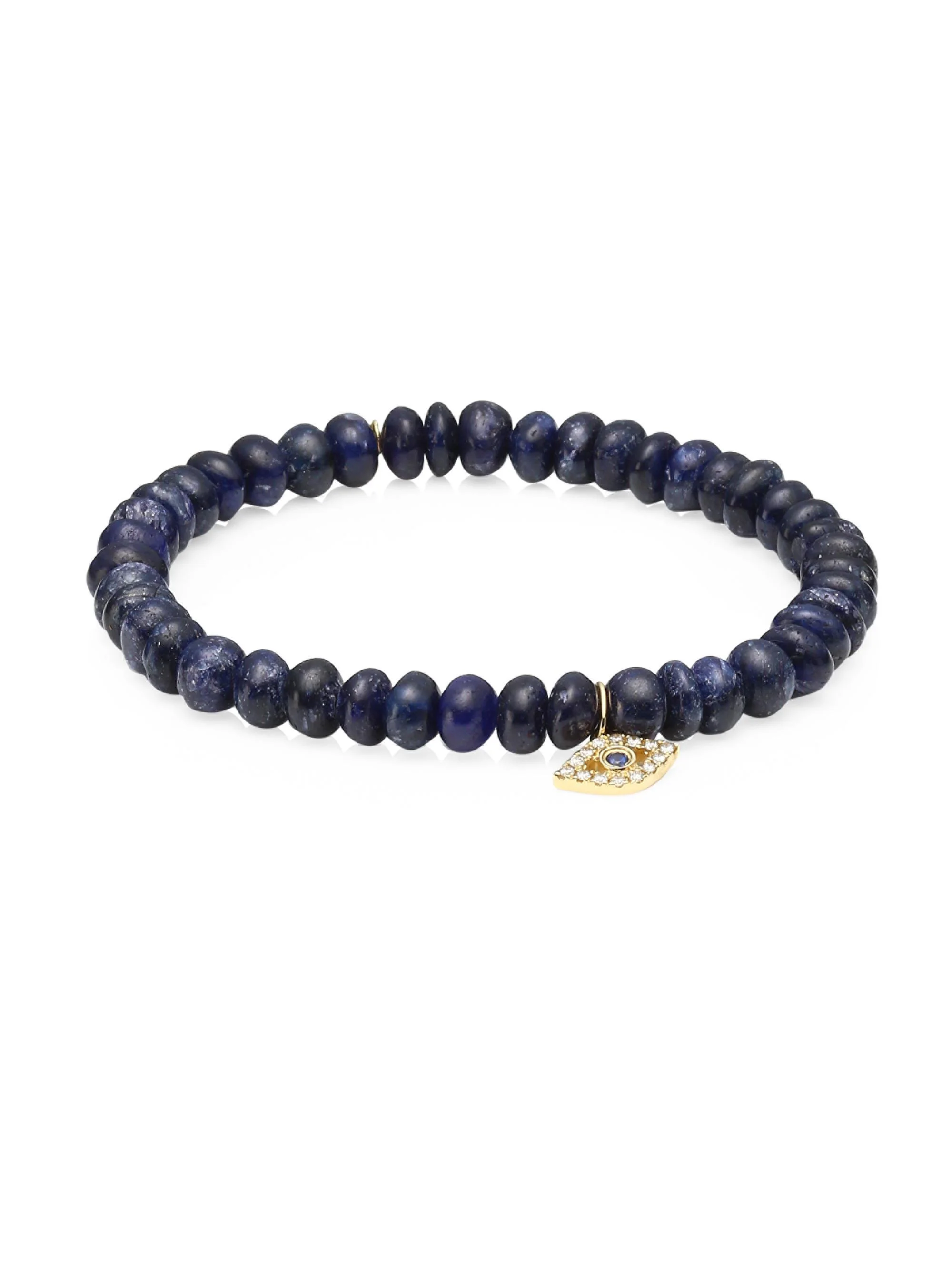 Women's Sapphire, Diamond & 14K Gold Rondelle Bezel Eye Bracelet - 1