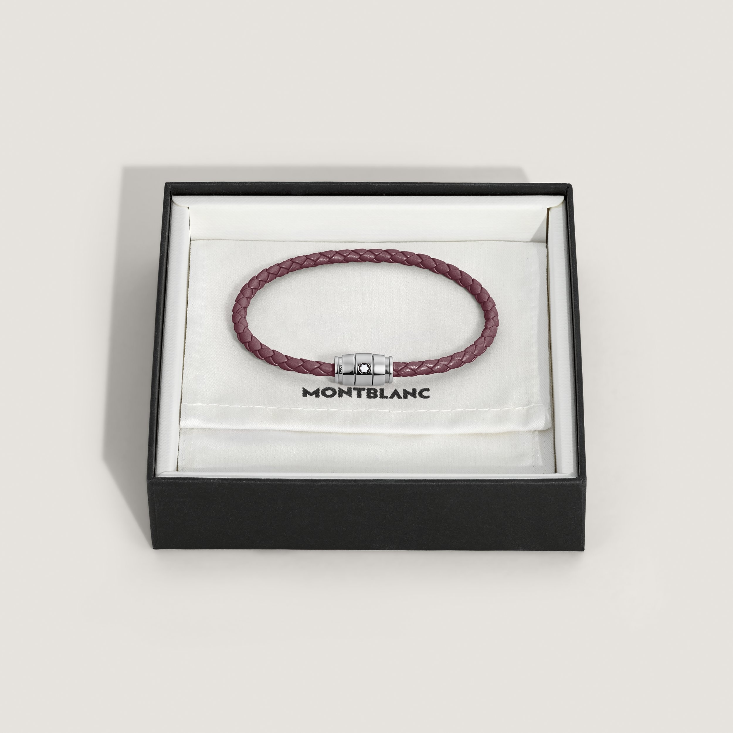 Bracelet Steel 3 Rings Meisterstück Collection in Cassis Leather 5