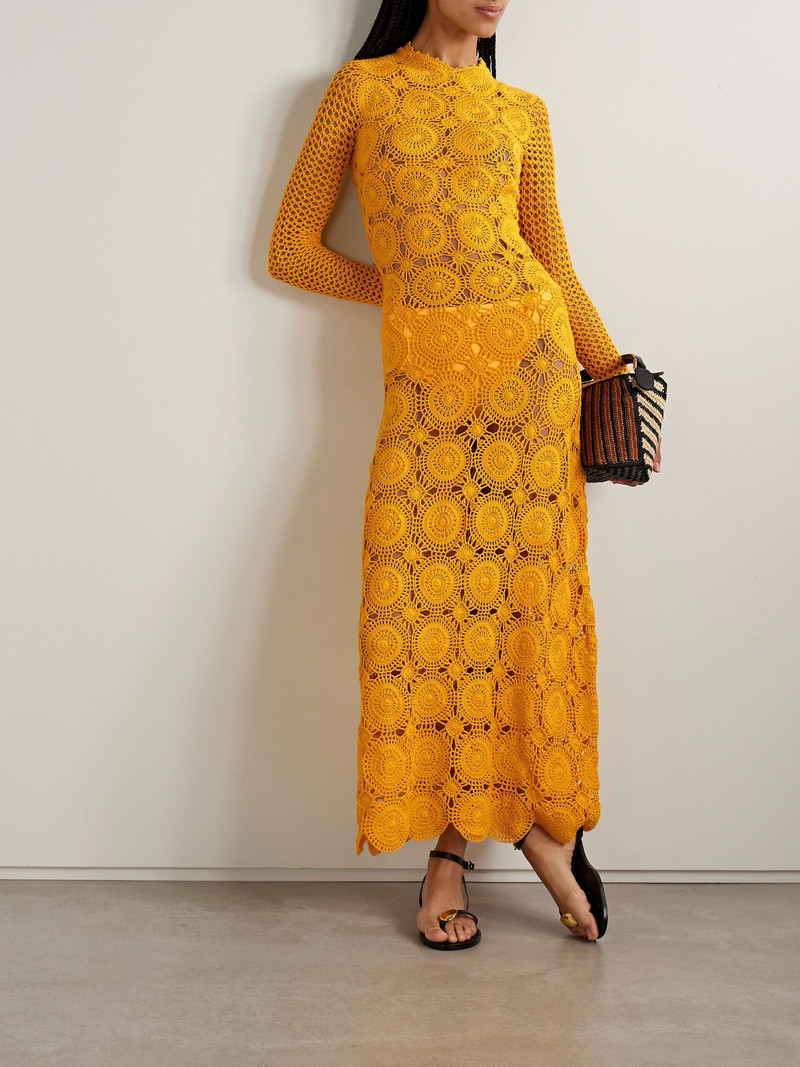 ESCVDO Siula crocheted organic cotton maxi dress Mustard outlook