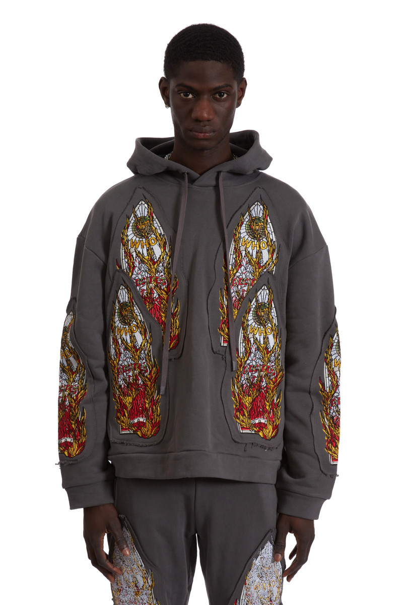 FLAME GLASS EMBROIDERED HOODED PULLOVER 3