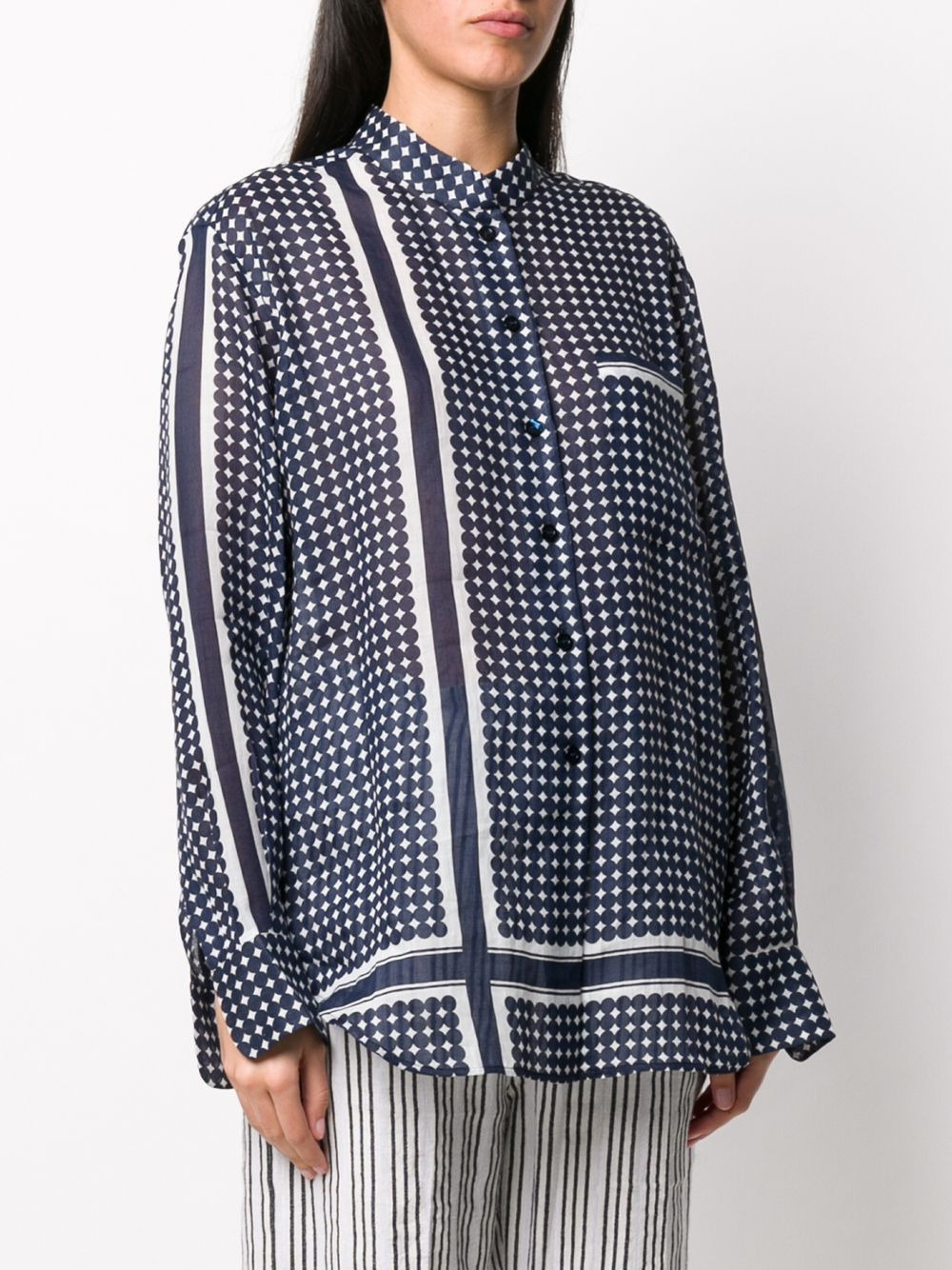 geometric-print long-sleeved shirt - 3