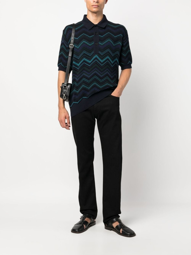 Missoni zigzag-pattern ribbed polo shirt outlook