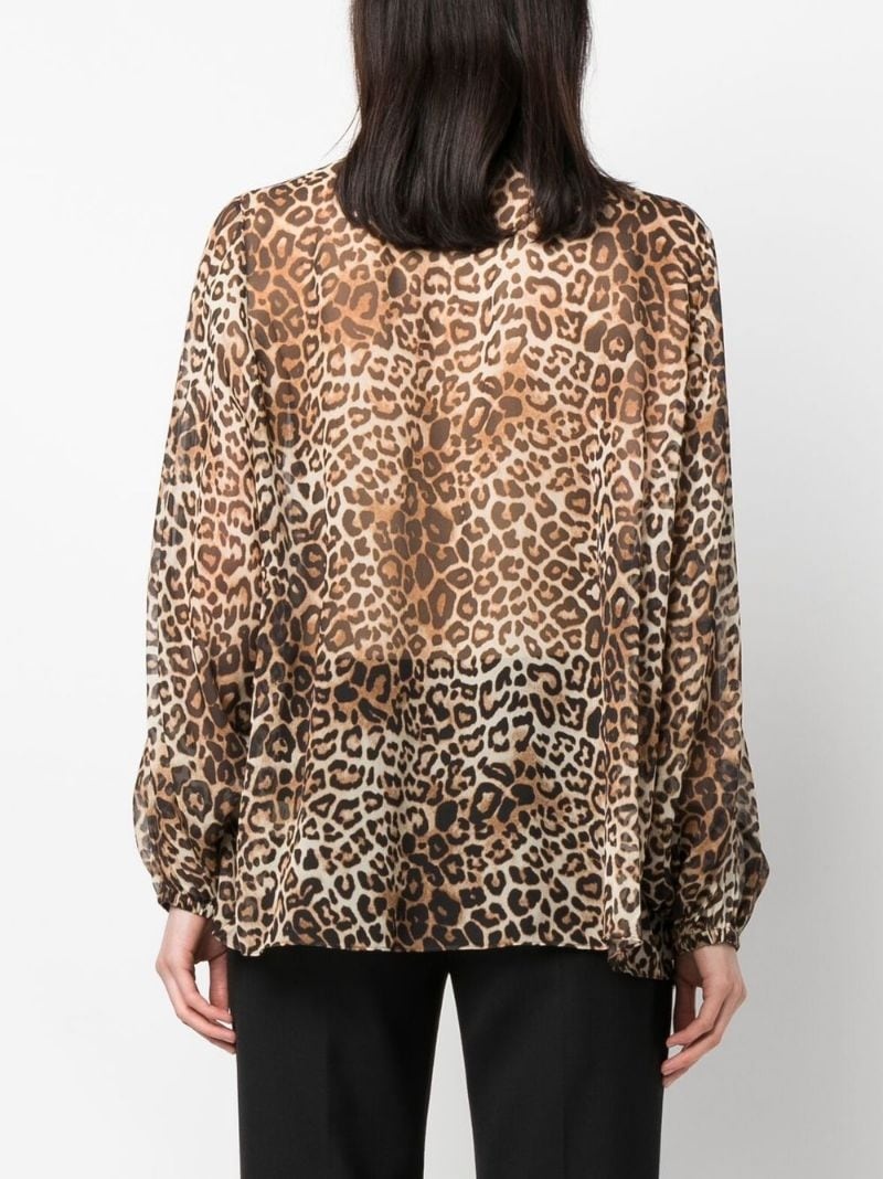 leopard-print silk blouse - 4