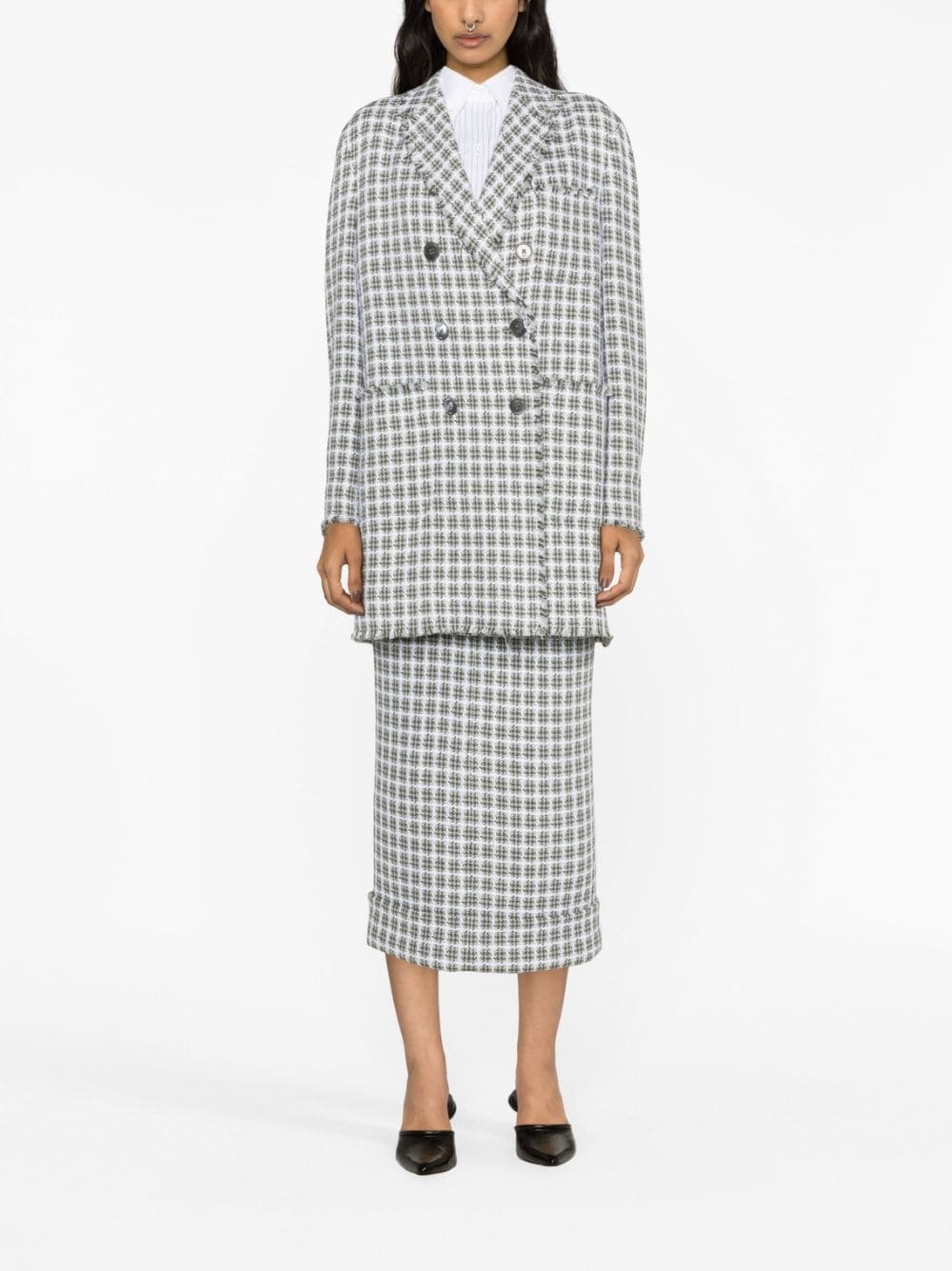 check-pattern oversize coat - 2