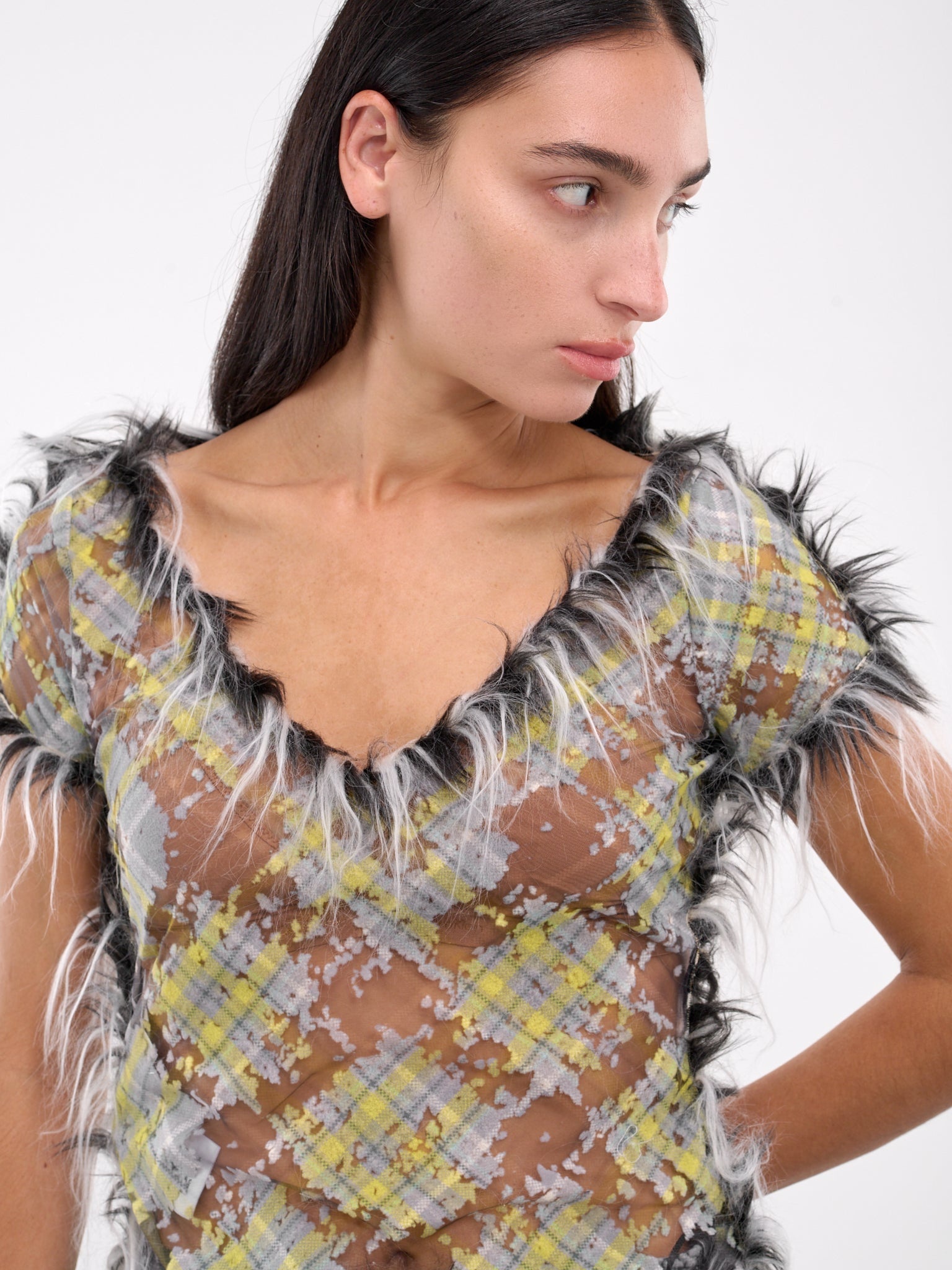 Sheer Faux Fur Top - 5