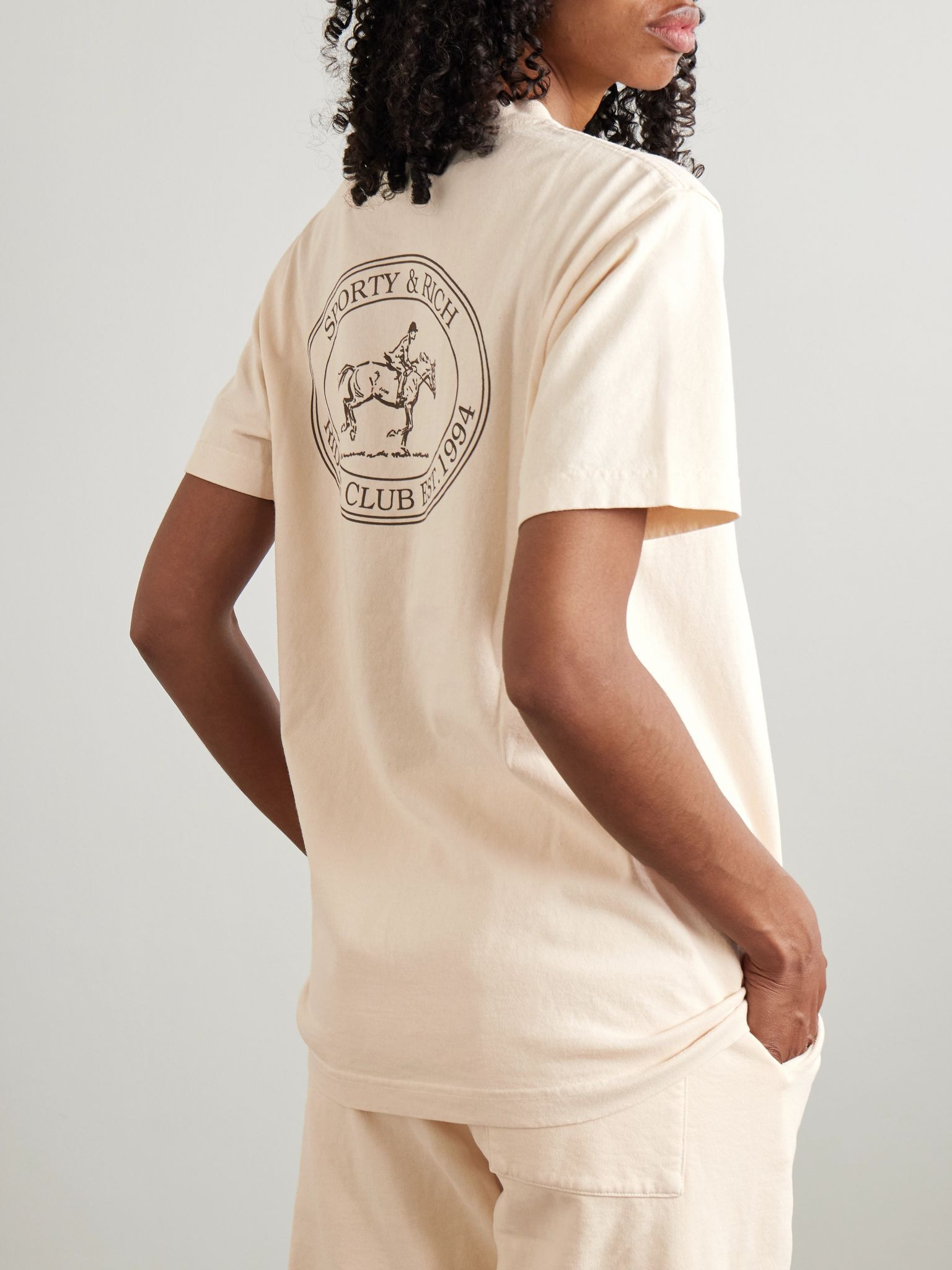Riding Club printed cotton-jersey T-shirt Cream - 3